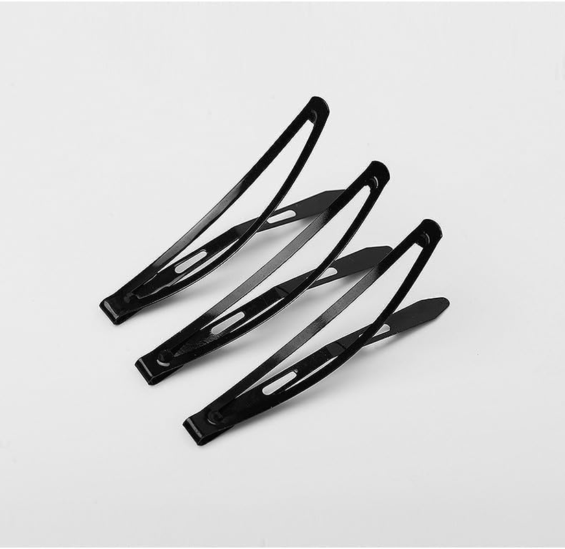 24 Pcs Black Snap Hair Clips, Metal Hair Clips for Women Long No-Slip Barrettes, Small Hair Clips for Girls Women Makeup Styling Hair Accessories (2.16 Inch)