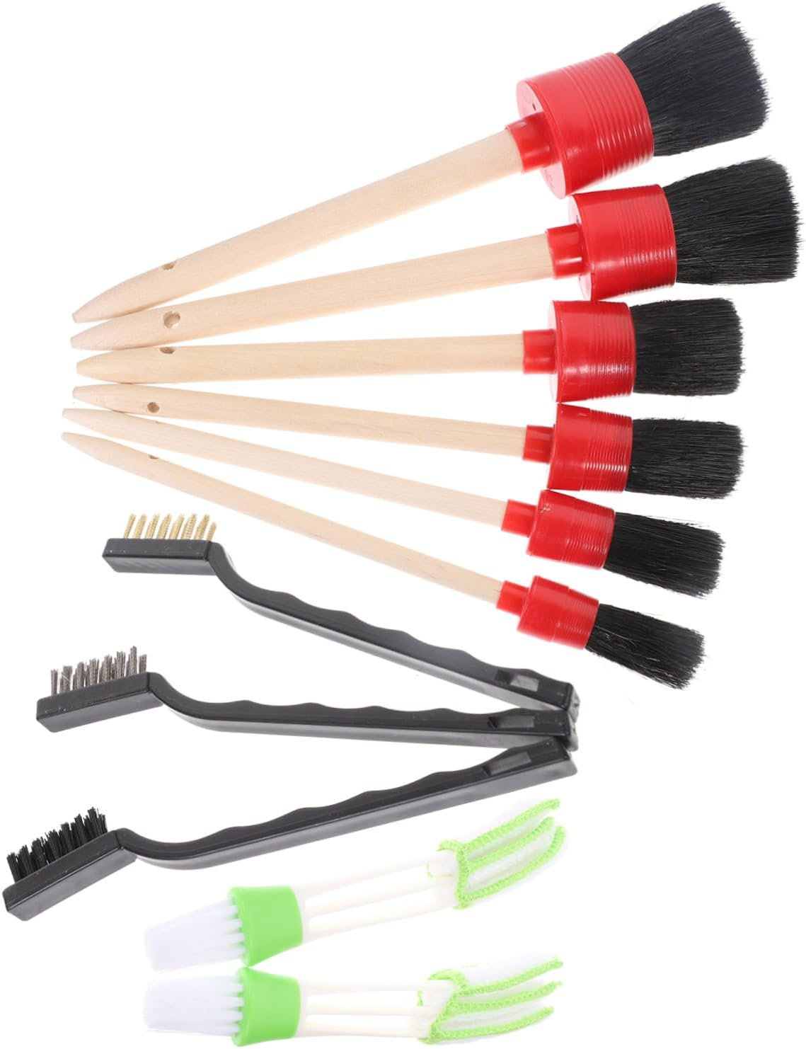 PENIKOKO Car Detailing Brush Set 11Pcs Automotive Cleaning Kit with Black Bristle Brushes for Interior, Air Vents, and Motorcycle Vehicle Detailing image number 2