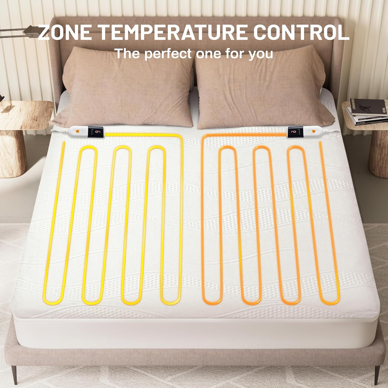 TEXCITING Electric Blanket King Size - Heated Underblanket Dual Control with 6 Heat Setting & 10 Hour Auto Off, Machine Washable,Saa Certified -King