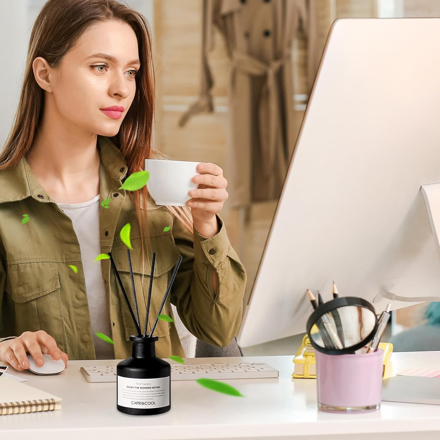 Bathroom Scent Diffuser - 50Ml Aromatherapy Diffuser Set | Long-Lasting Home Fragrance Diffuser, Natural Oil Fragrance Diffuser with 4 Sticks for Christmas Room Decor image number 4