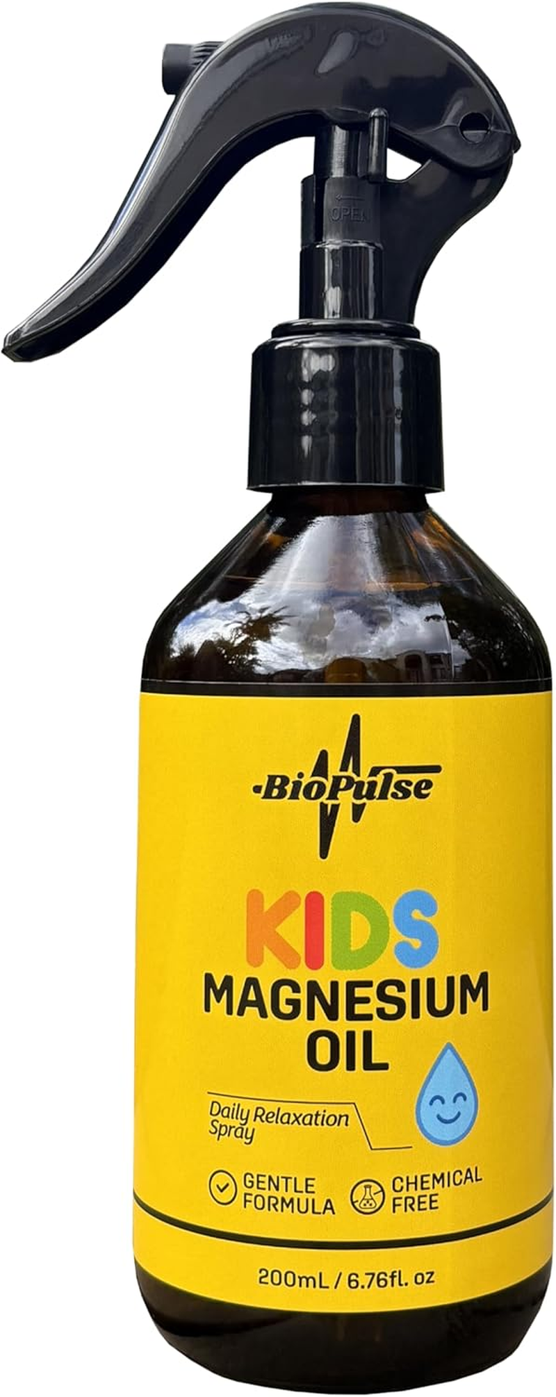 Biopulse Kids Magnesium Oil Spray 200Ml &ndash; 100% Pure & Natural, Gentle Daily Use for Children &ndash; Fragrance-Free, No Chemicals, Safe for Sensitive Skin, Amber Glass Bottle image number 1