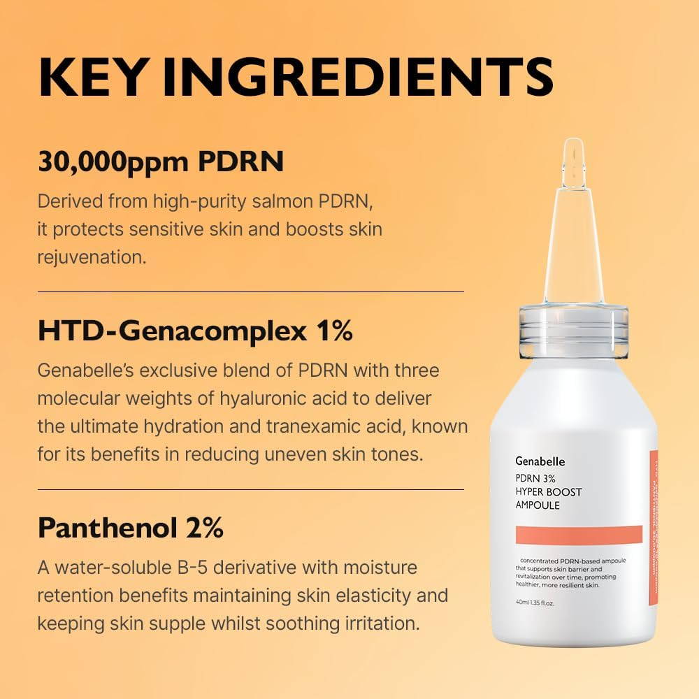 Genabelle PDRN 3% Hyper Boost Ampoule &ndash; Advanced Skin Support Serum with PDRN, Niacinamide, Hyaluronic Acid, Peptides, and Centella for Skin Barrier Support, Dryness, and Uneven Texture image number 4