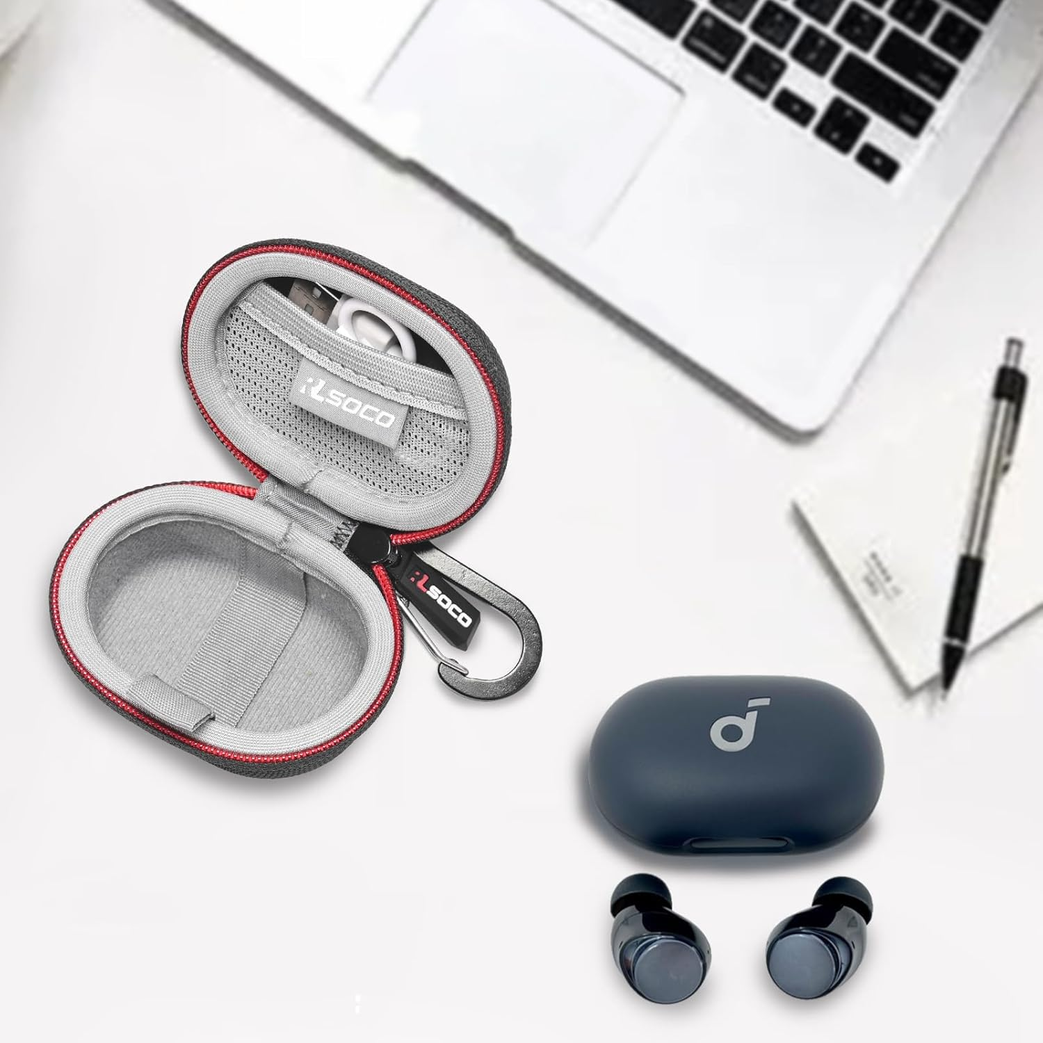 RLSOCO Carrying Case for Anker Soundcore Space A40 Adaptive Active Noise Cancelling Wireless Earbuds - Black (Case Only)