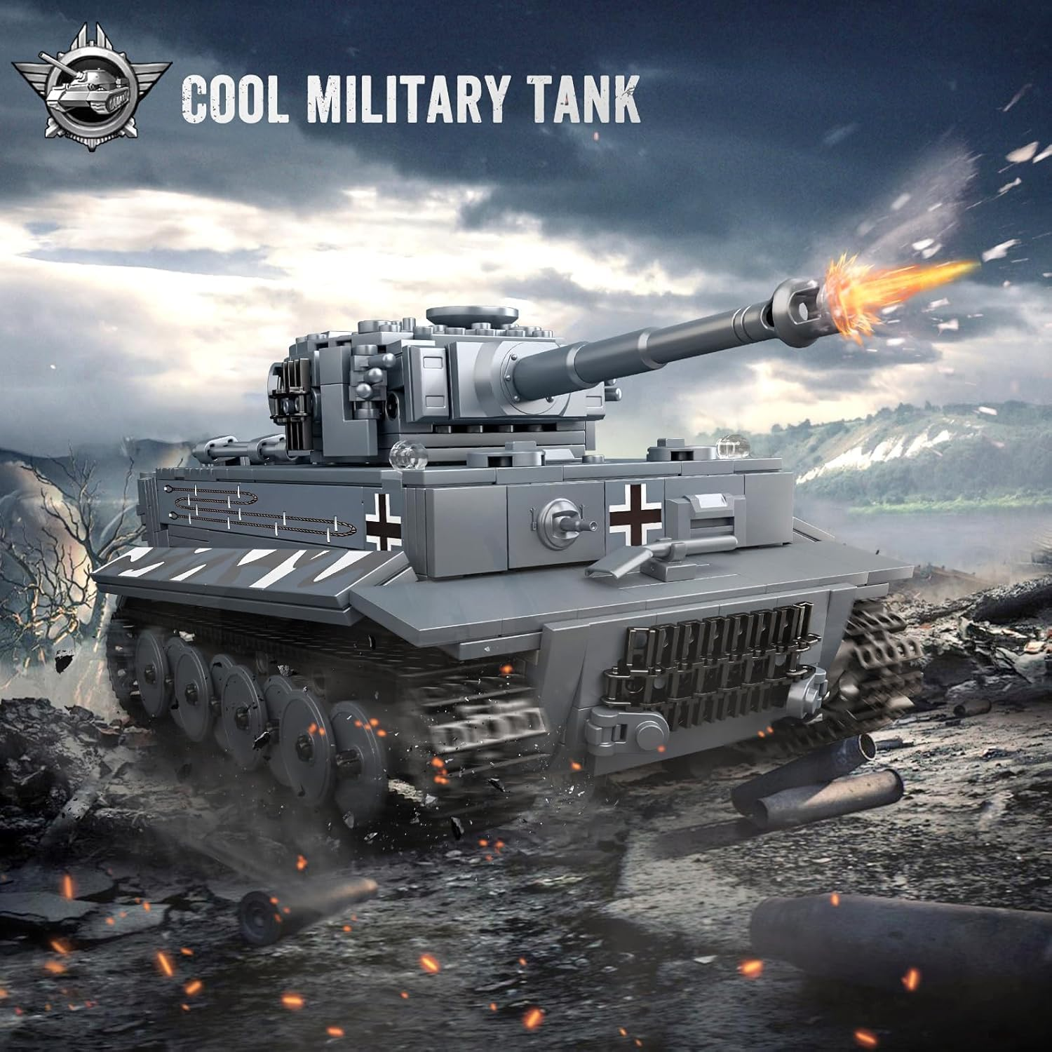 Mould King Tiger Tank Building Blocks Set, Remote Control Military Vehicle Construction Kit, Adult Collectible Model Tanks, Gifts Toys for Boy(800 Pieces) image number 1