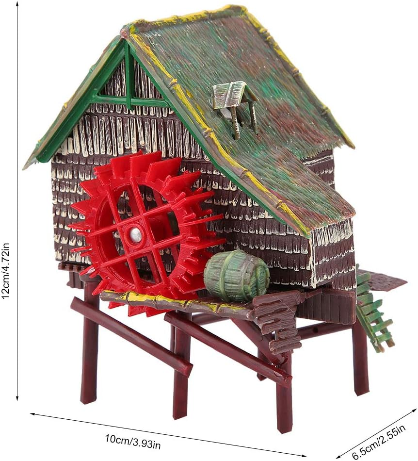 Aquarium Windmill, Aquarium Big Water Wheel Landscaping Rotatable Waterwheel Windmill Aquarium Make Air Bubble Ornament with a Water Truck for Fish Tank Aerating(L) image number 3