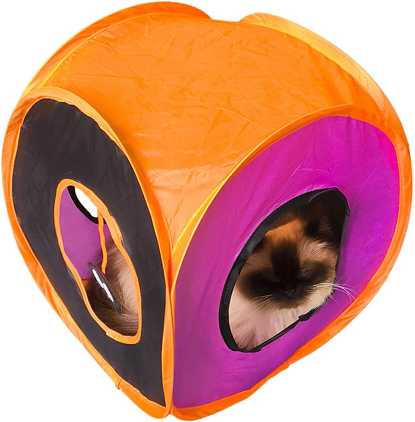 Indoor Cat Toys - Halloween Cat Tunnel Toys Set - Halloween Folding Square Channel Cat Toy Box, Kitten Accessories Cat Feather Wand Ball Toys for Indoor image number 1