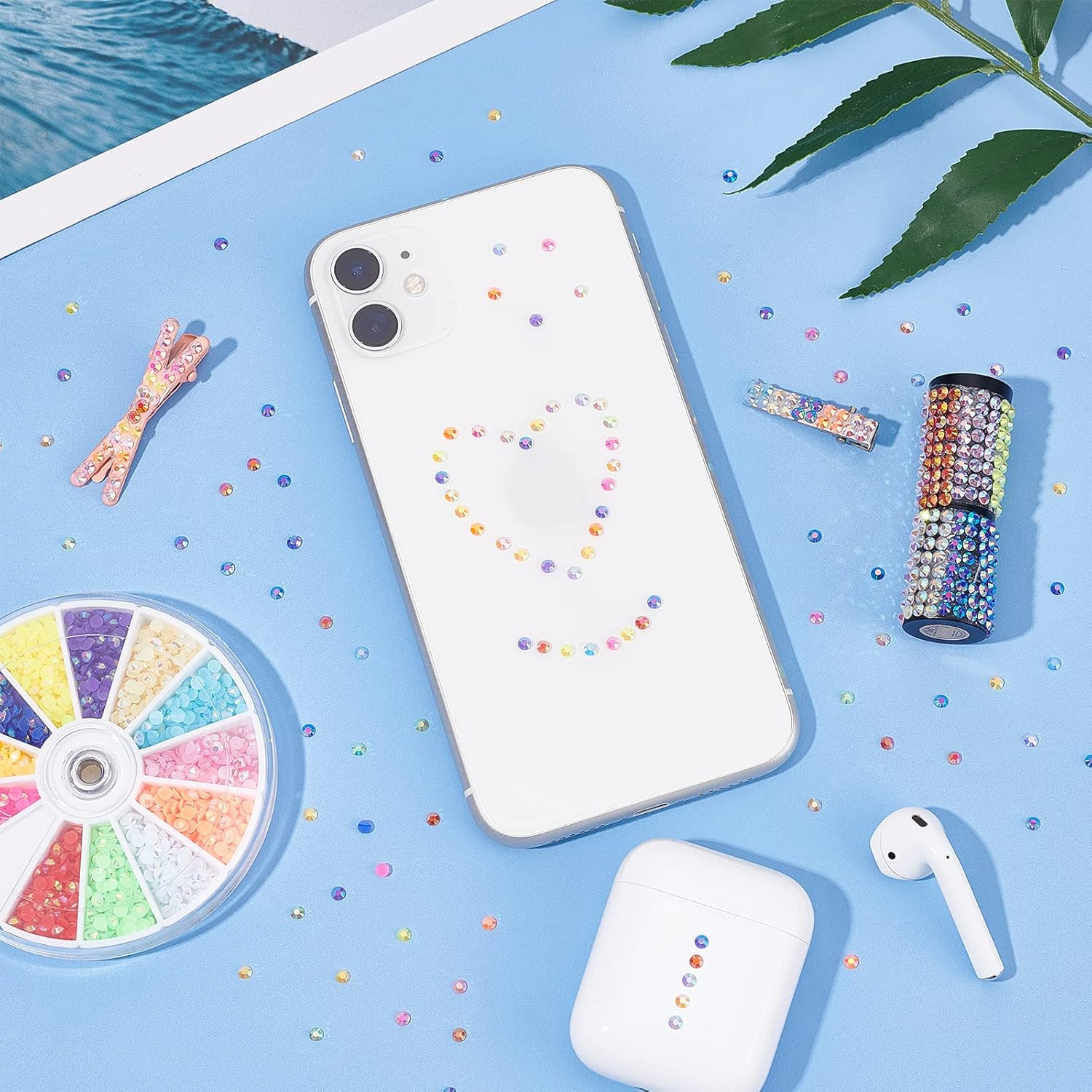 Pandahall 2400Pcs Flatback Crystal Rhinestones, 12 Color Bulk Jelly Rhinestones Bling Nail Crystals AB Color Rainbow Gems for Tumblers Clothes Shoes Makeup Nail Arts DIY Crafts, 3Mm/0.12 Inch image number 1