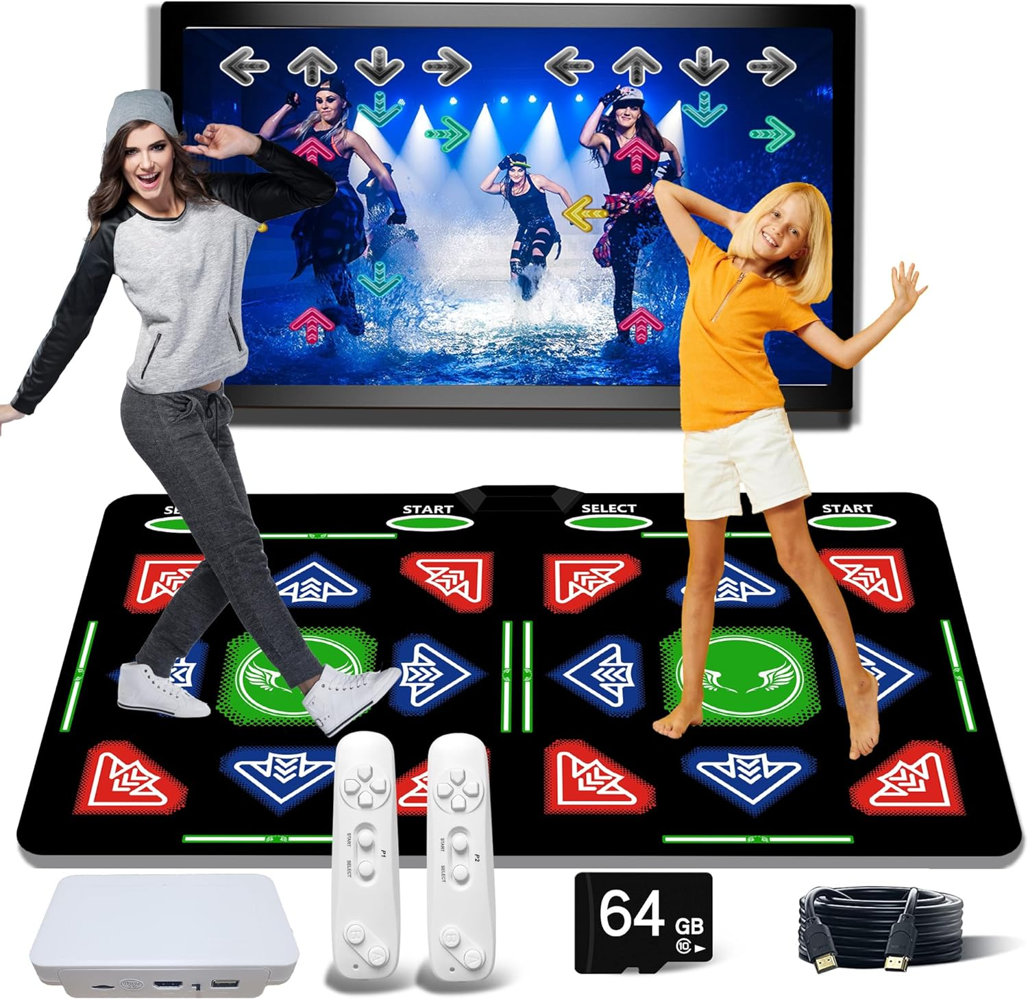HDMI Dance Mat,64Gb Memory Card,With 1000 Games,885 Songs,And 81 MTV Videos.Combines Dance,Yoga,Aerobics,Running,Sports, and Puzzle Games.A Luxurious Kids,Made of Soft Flannel Material image number 3