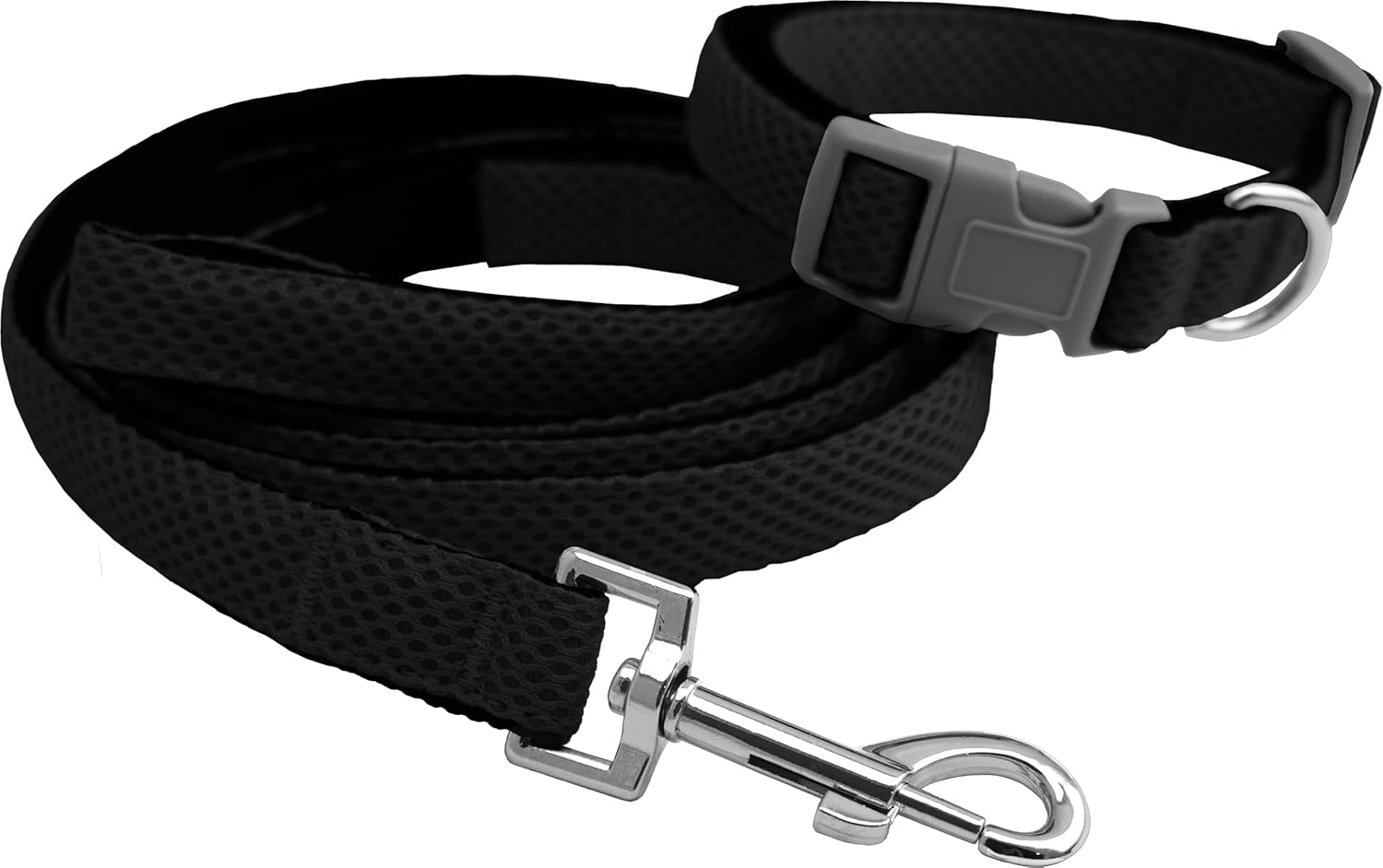 Furwear Mesh Dog Collar & Lead Set Black - Large, Thickly Padded and Soft for Ultimate Comfort, Comfortable and Secure Dog Collar and Lead Set