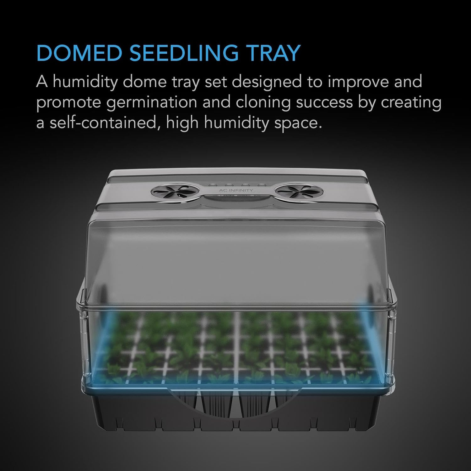 AC Infinity Humidity Dome, Germination Kit with Sturdy Drip Tray, 5X8 Cell Seedling Tray, and Vented Height Extension Panels, for Seed Starting, Propagation, Cloning Plants image number 4