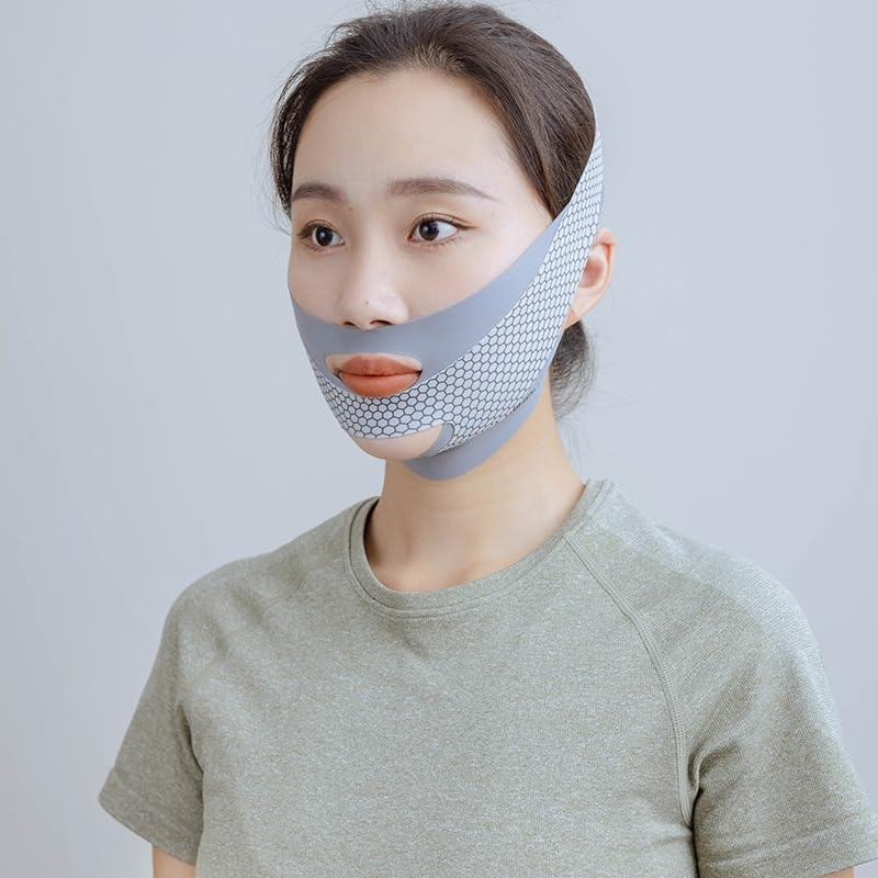 Chin Lifter for Double Chin,Face Lift Band,Breathable, Soft and Comfortable Lifting Mask for Women Remove Double Chin (Grey) image number 3