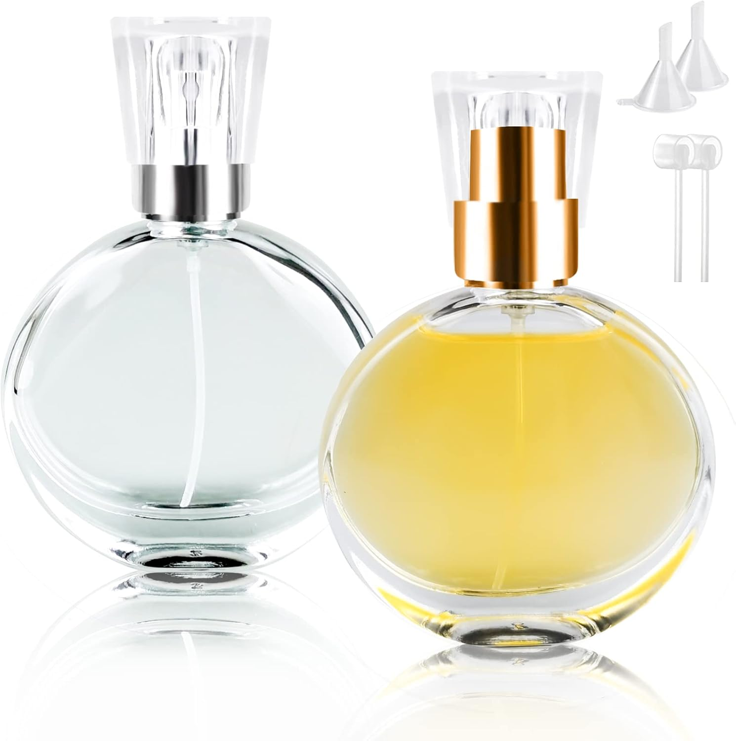 BOOHO Pack of 2 30 Ml / 50 Ml Perfume Atomiser Refillable Perfume Bottle Empty Transparent Perfume Bottles Refillable with Atomiser Pump and Funnel for Women or Girls (30 Ml) image number 3