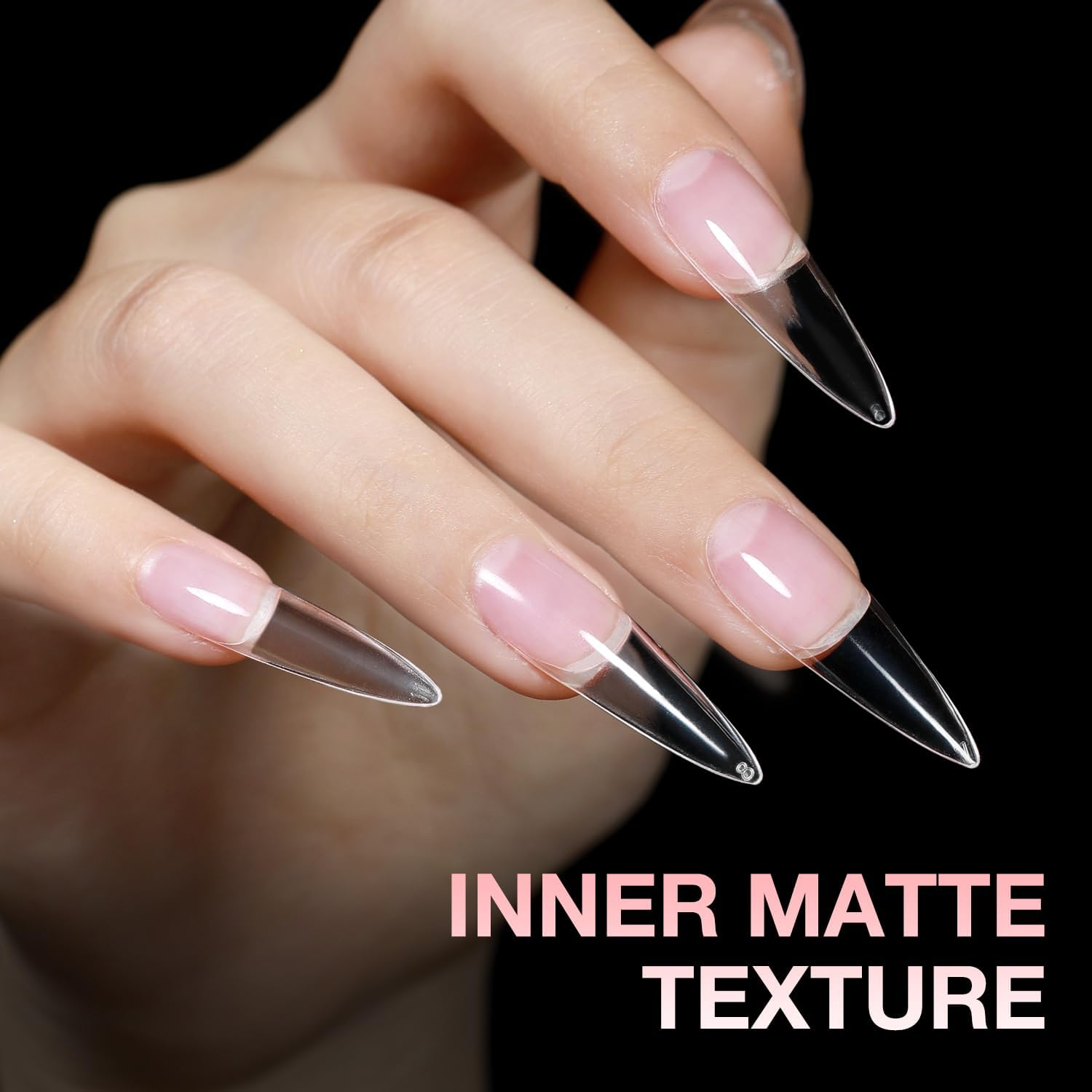 BEAUTPAL Long Stiletto Gel Tips 510Pcs Almond Press on Nails Pre-Shape Almond Nail Tips for Full Cover Acrylic False Nails for Nail Extension Nail Art, DIY Salon 15 Sizes Soft Gel Nail Tips image number 2