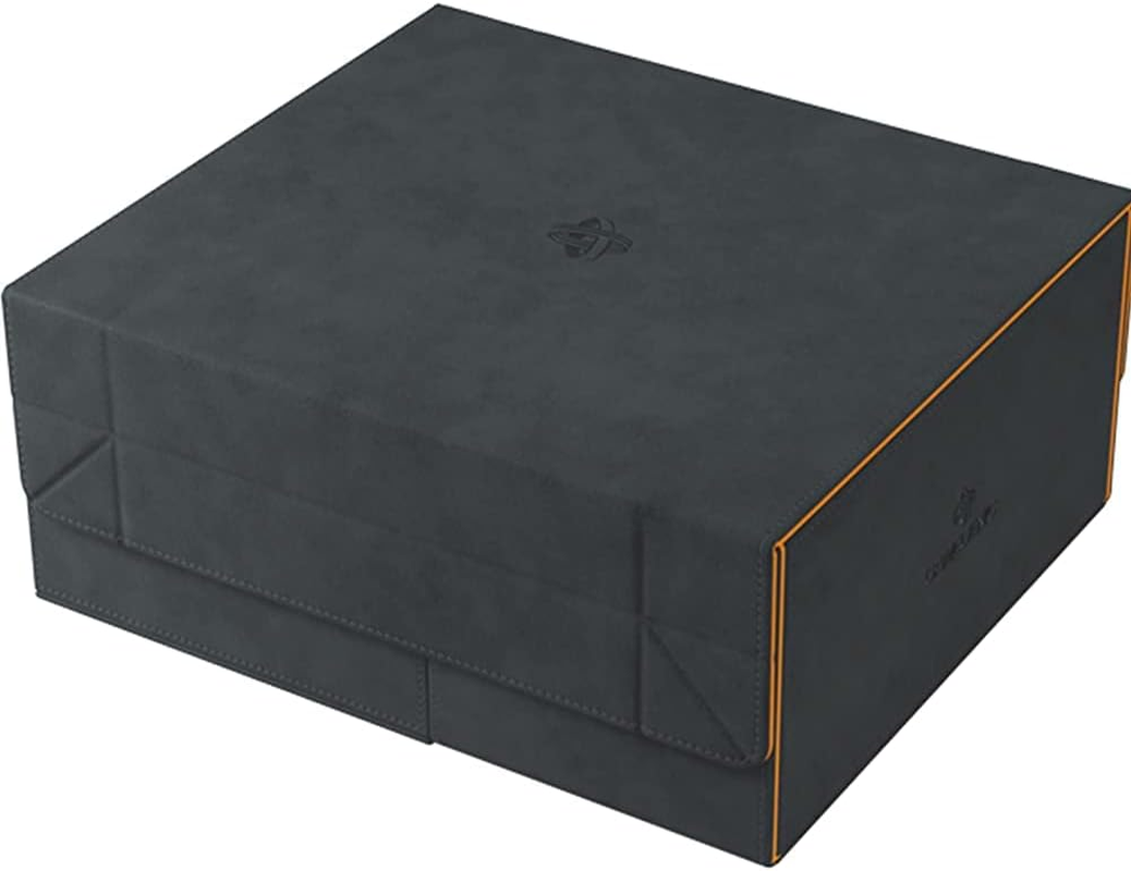 Gamegenic Game'S Lair 600+ Convertible Deck Box | Double-Sleeved Card Storage | Premium Card Game Protector | Nexofyber Surface | Holds up to 600 Cards | Black/Orange Color | Made by Gamegenic