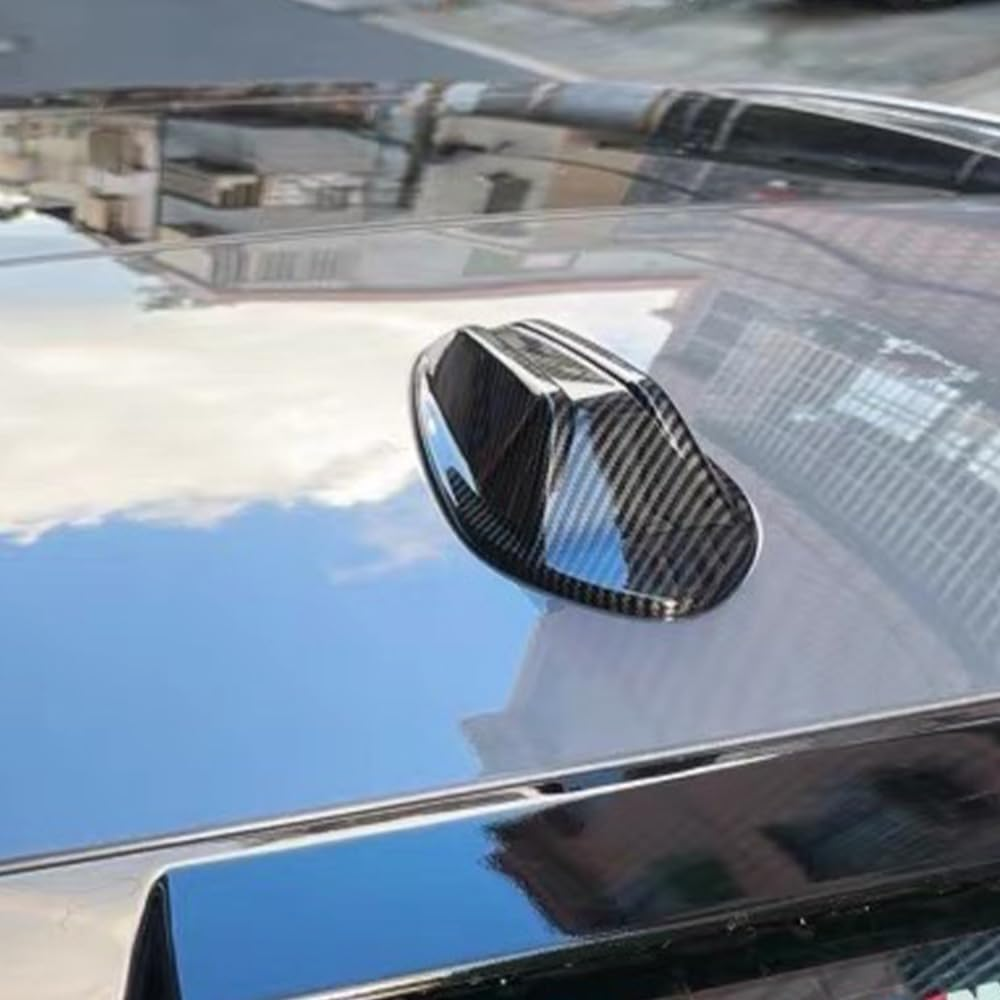 ZZABHGBC ABS Carbon Fiber Pattern Exterior Trim Decoration Part Car Roof Shark Fin Antenna Cover Compatible for BMW G20 G21 I3 3 Series M3 G80 2023-2024(Glossy Black) - Carbon Pattern image number 2