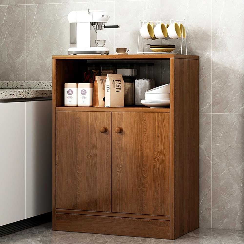 Sideboards End Side Tables Buffet Cabinet - Cupboard with 2 Open Compartments & Doors, Multi-Functional Coffee Bar Console Table for Dining Living Room, Kitchen - Durable Solid Wood Design image number 5