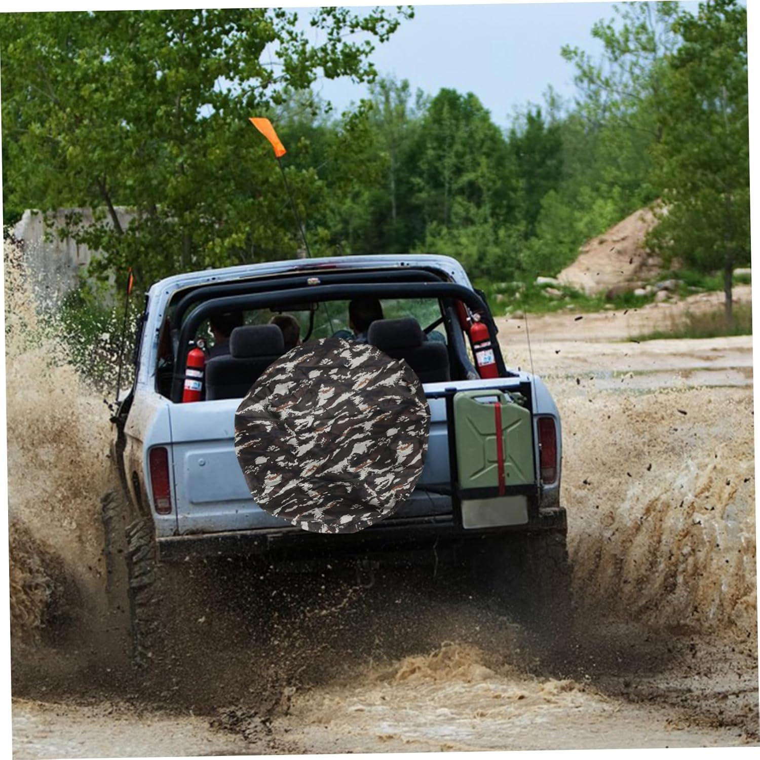 Beatifufu Spare Tire Wheel Protectors Oxford Cloth Camo Tire Cover Uv Protection Fit for SUV Rv Travel Outdoor image number 2