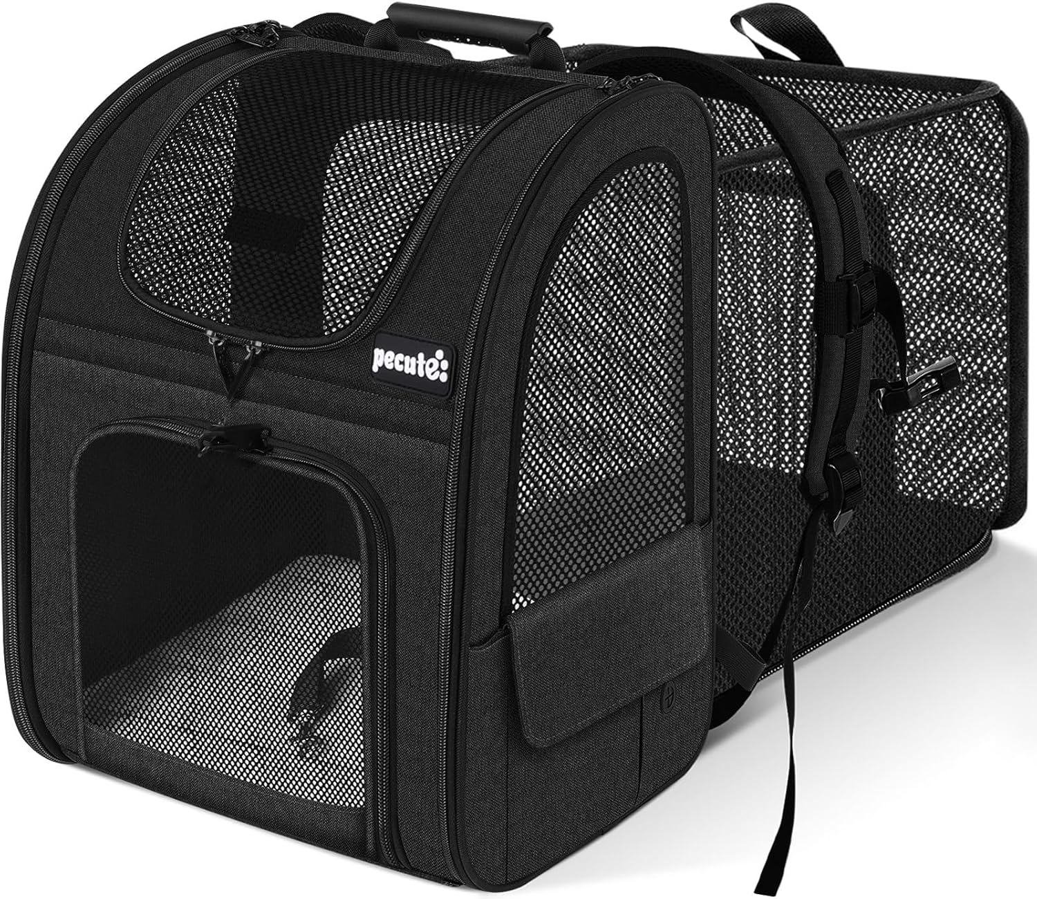 Pecute Cat Carrier, Pet Handbag and Backpack, Pet Carrier with Ventilated Design, Foldable Pet Carrier Backpack for Cats and Dogs, Dog Backpack Carrier with Safety Strap