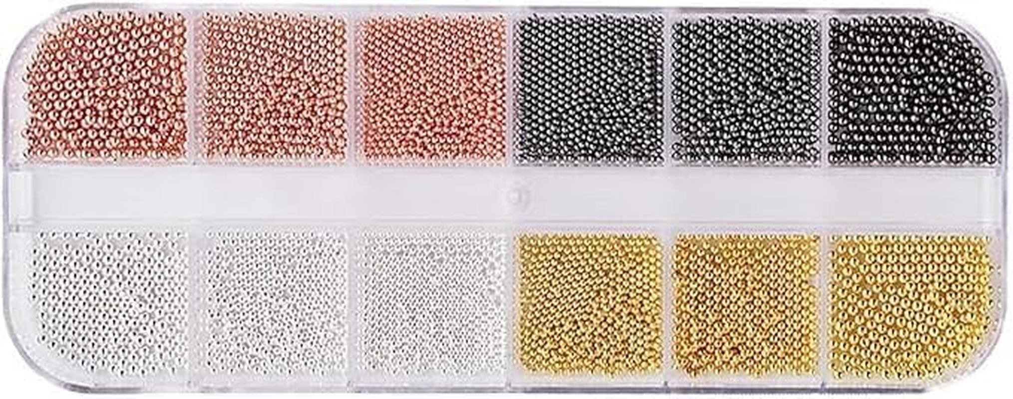 Nail Beads, 3D Mini Metal Nails Beads Balls Gold Silver Rose Gold Gun Black Mixed Nail Studs for Women Girls DIY Nail Tools Manicure Decorations 1 Set. image number 3