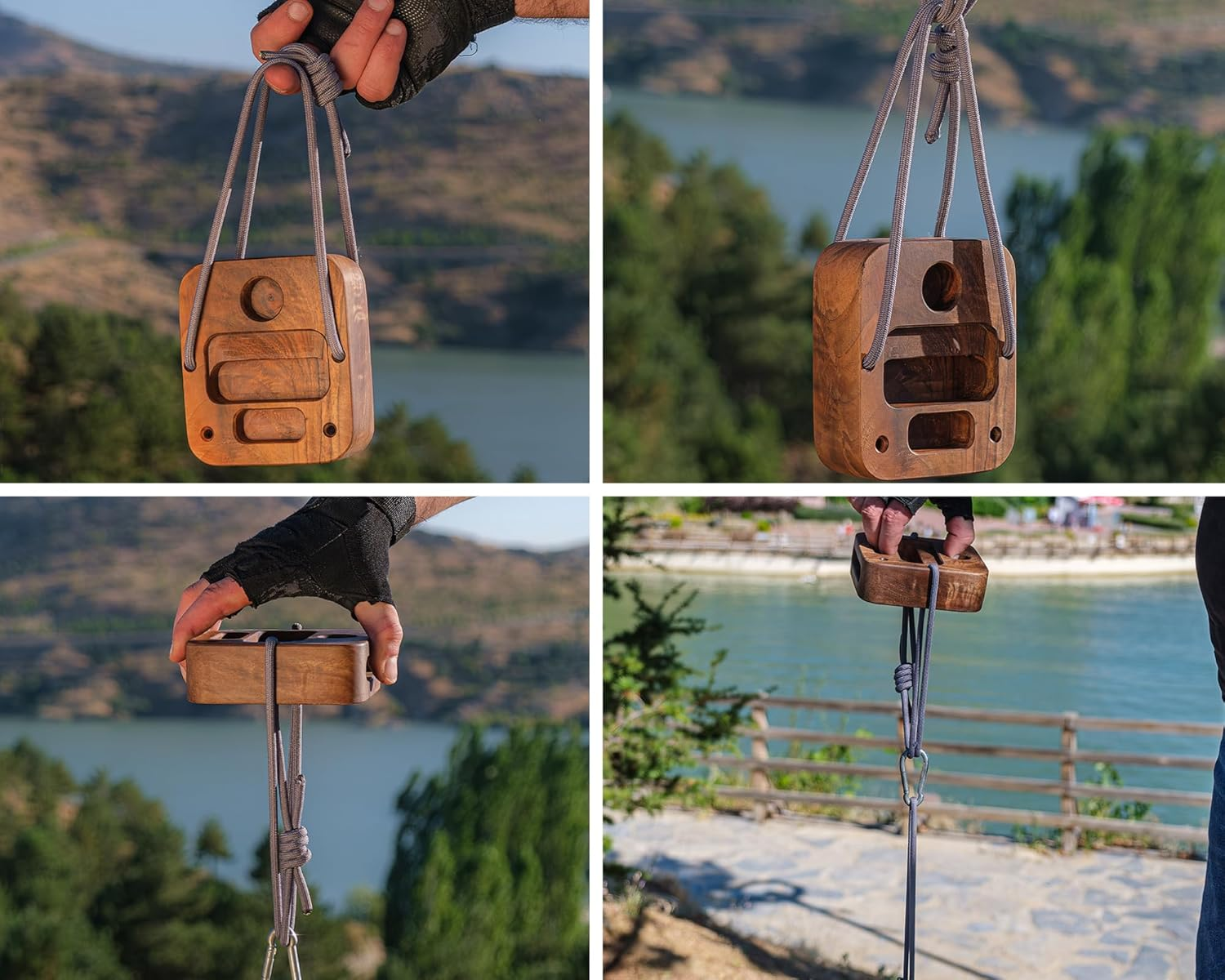 Portable Hangboard for Rock Climbing Holds,Fingerboard Trainer for Hand Grip Strengthener,Pinch Block Grip,Home Gym Fitness Workout Equipment -Hard Wood image number 4