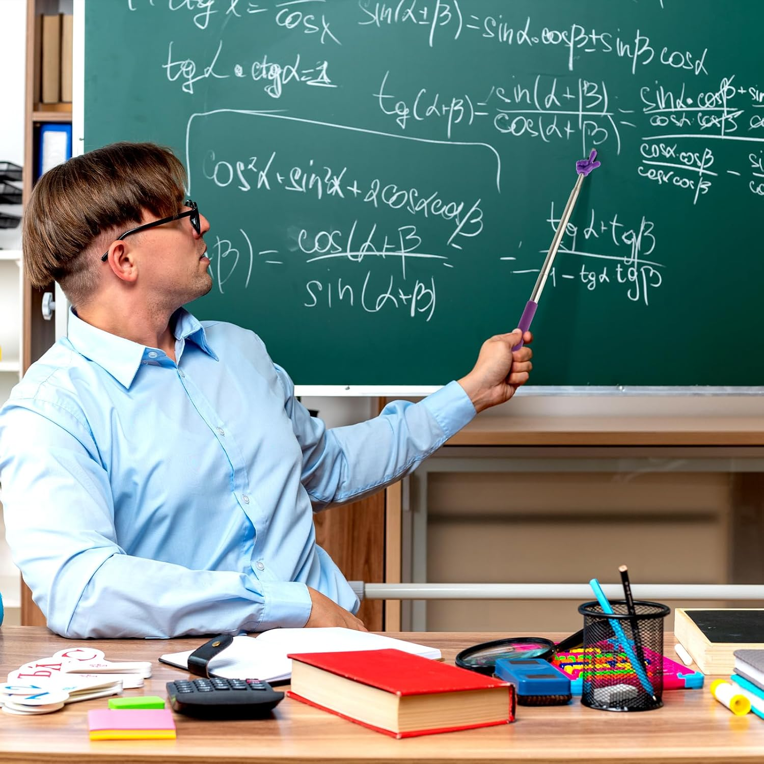 Pack of 5 Extendable Pointing Sticks, Extendable Pointing Stick, Telescopic Teacher Pointer, Stainless Steel Extendable Teacher Pointer, Hand Pointer for Presentations image number 5