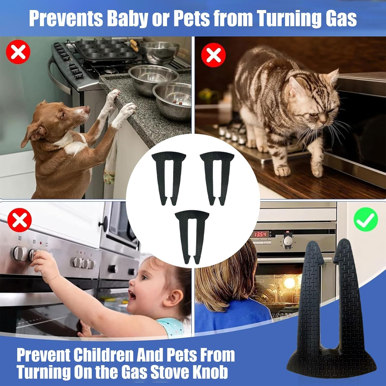 3 Pack Gas Stove Knob Locks Child Safety Oven Safety Covers Baby Proofing Guards for Stove and Oven with Childproof Knob Locks Prevent Accidental Touch for Kids and Pets image number 4