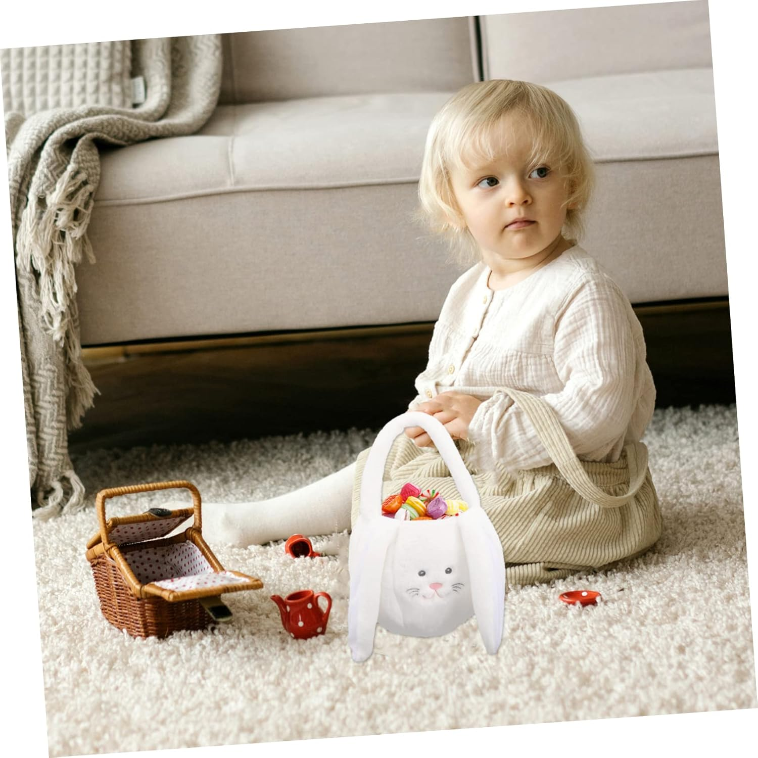 Easter Bunny Plush Basket Adorable Easter Decor Lightweight Storage Container for Candy and for Weddings Parties Special Events Chic and Stylish Design image number 6