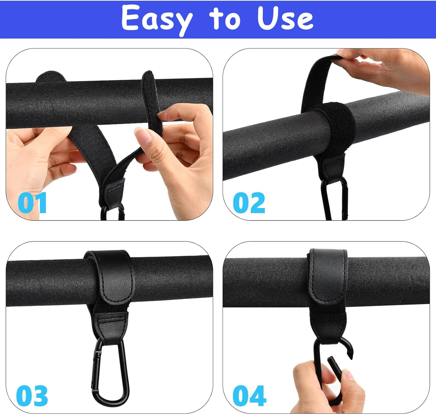 Stroller Hooks Clips,Yqqzq 2 Packs Universal Stroller Clips and Hooks for Hanging Diaper Bags Shopping Bags Etc. Multipurpose Adjustable Stroller Carabiner Clip image number 4