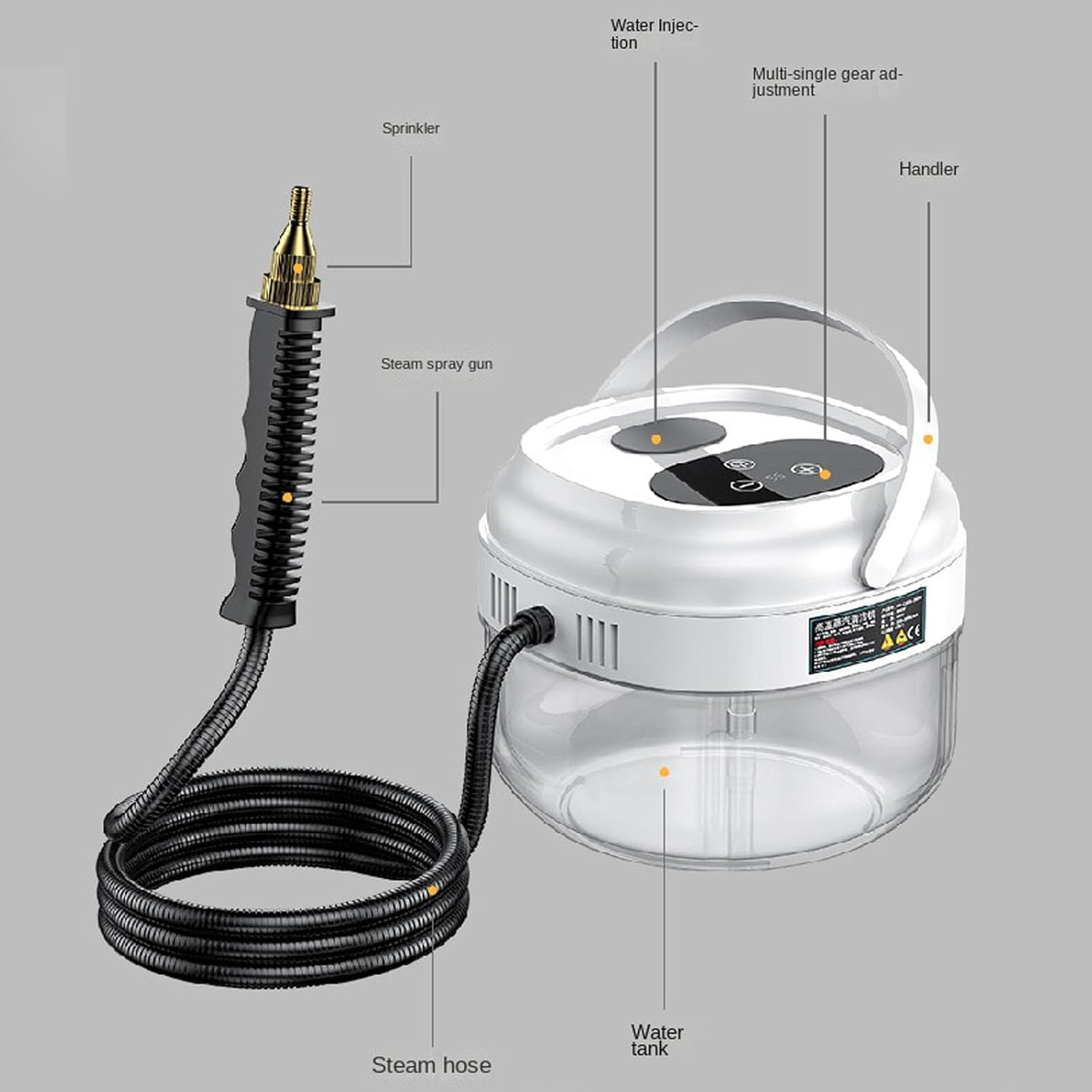 Handheld Steam Cleaner（Au Plug),2500W Pressurized Steamer, Electric Steam Cleaner for Kitchen, Automotive Furniture,Floor and Car Cleaning with 3 Brushes and an Extended Spray Bar image number 6