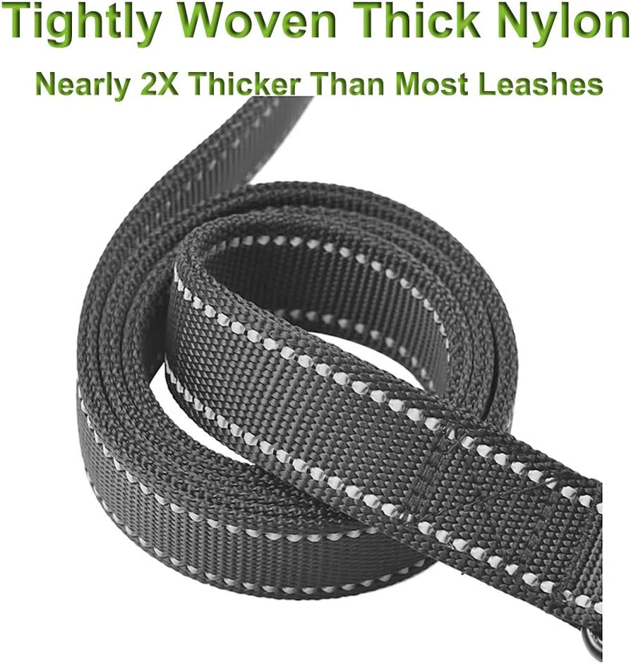 Dog Leash for Large Dogs, Traffic Padded 2 Handles for Extra Control, 6 FT Long with Reflective Stitch for Night Walking Black image number 6