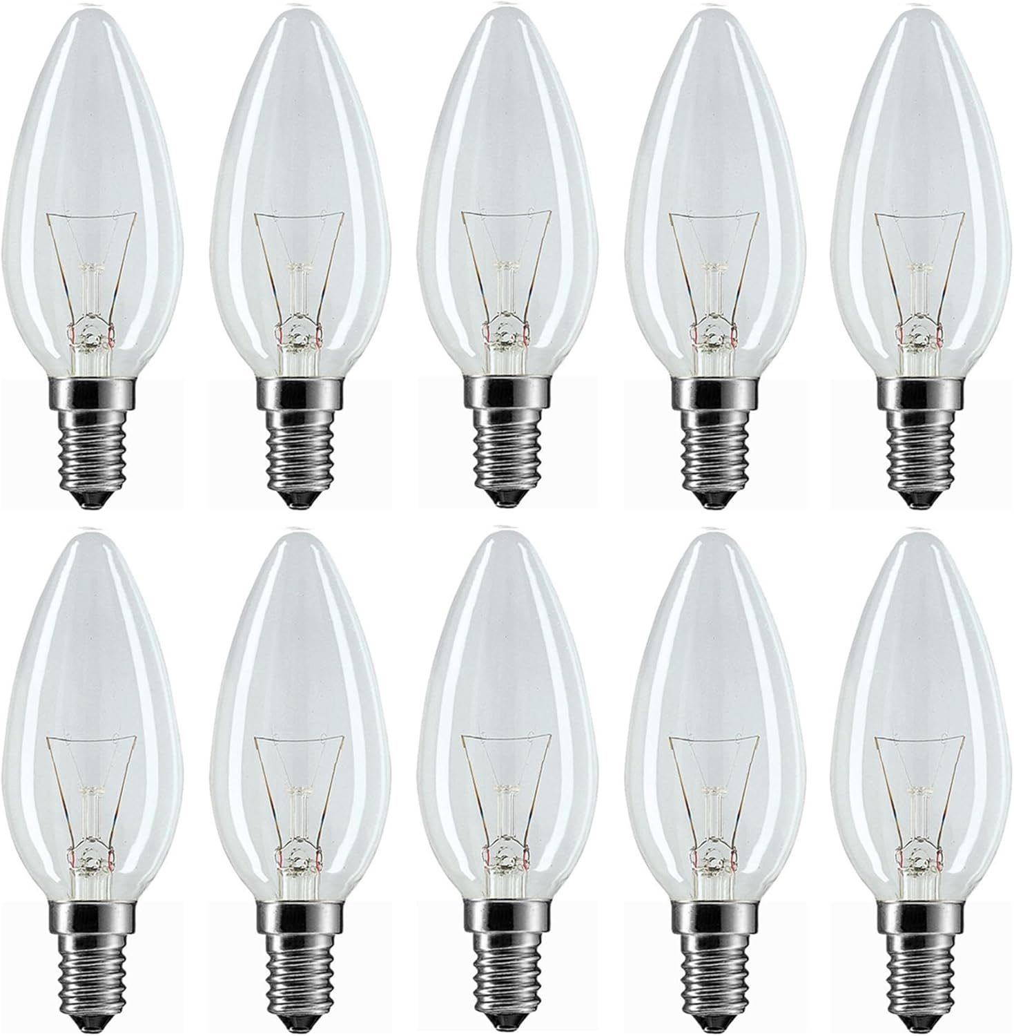 10 X 25W Clear Candle Light Globes Bulbs Lamps Incandescent Small Screw SES E14 image number 1