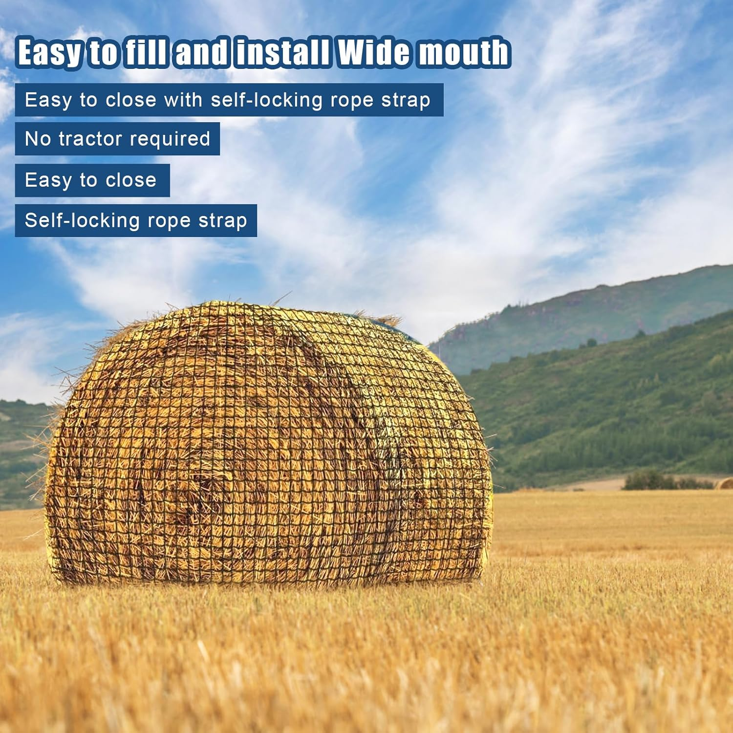 23Pcs Hay Bales for Horses, Large round Bale Hay Net Square Bale Slow Feed Hay Net Fit for 5X5X5 Feet round Hay Bales and 3X4X8 Feet Square Hay Bales for Farm Countryside image number 3