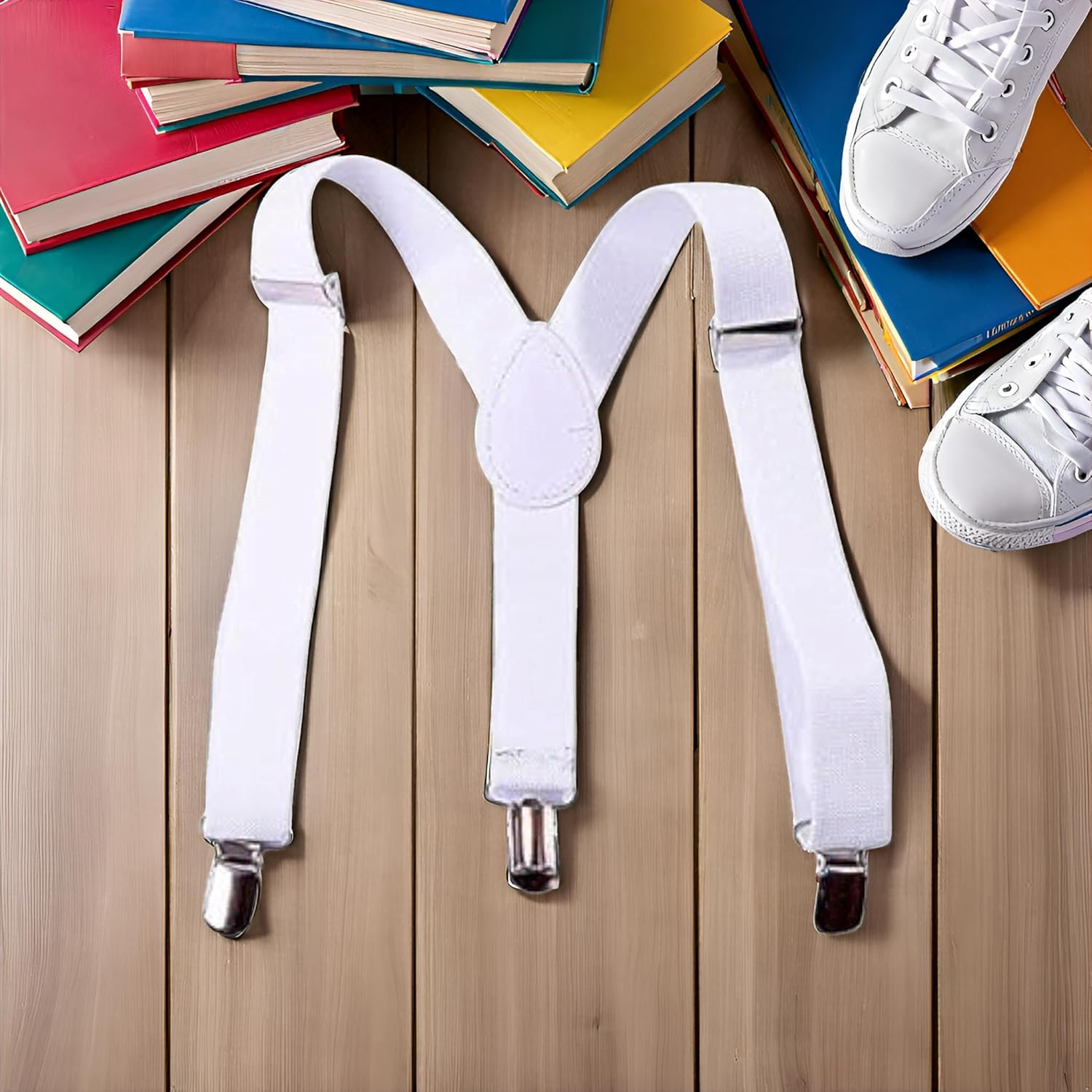 Juroicessry White Child Kids Girls Boys Suspenders Braces,Adjustable Clip on Y-Back Elastic Suspenders with Metal Clips for Boys Girls Boys' Suspenders Accessories, 1 image number 3
