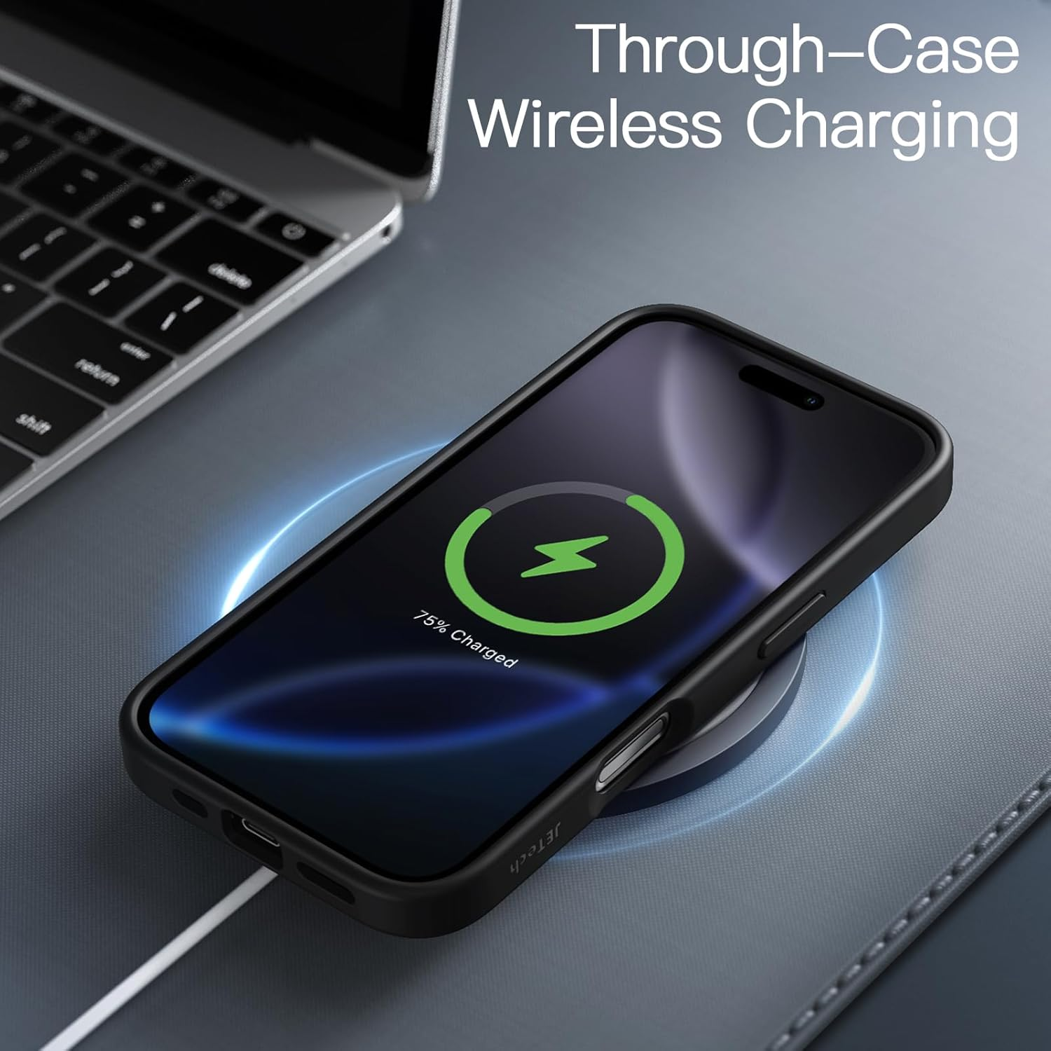 Jetech Matte Case for Iphone 16 Pro Max 6.9-Inch, Shockproof Military Grade Drop Protection, Frosted Translucent Back Phone Cover, Anti-Fingerprint (Black) - Natural Titanium image number 4