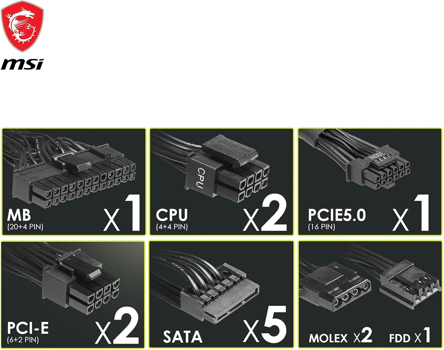 MSI MAG A750BN PCIE 5.0 Power Support, 750W, 80 plus Bronze, Pcie 5.0 GPU Support, ATX PSU image number 1