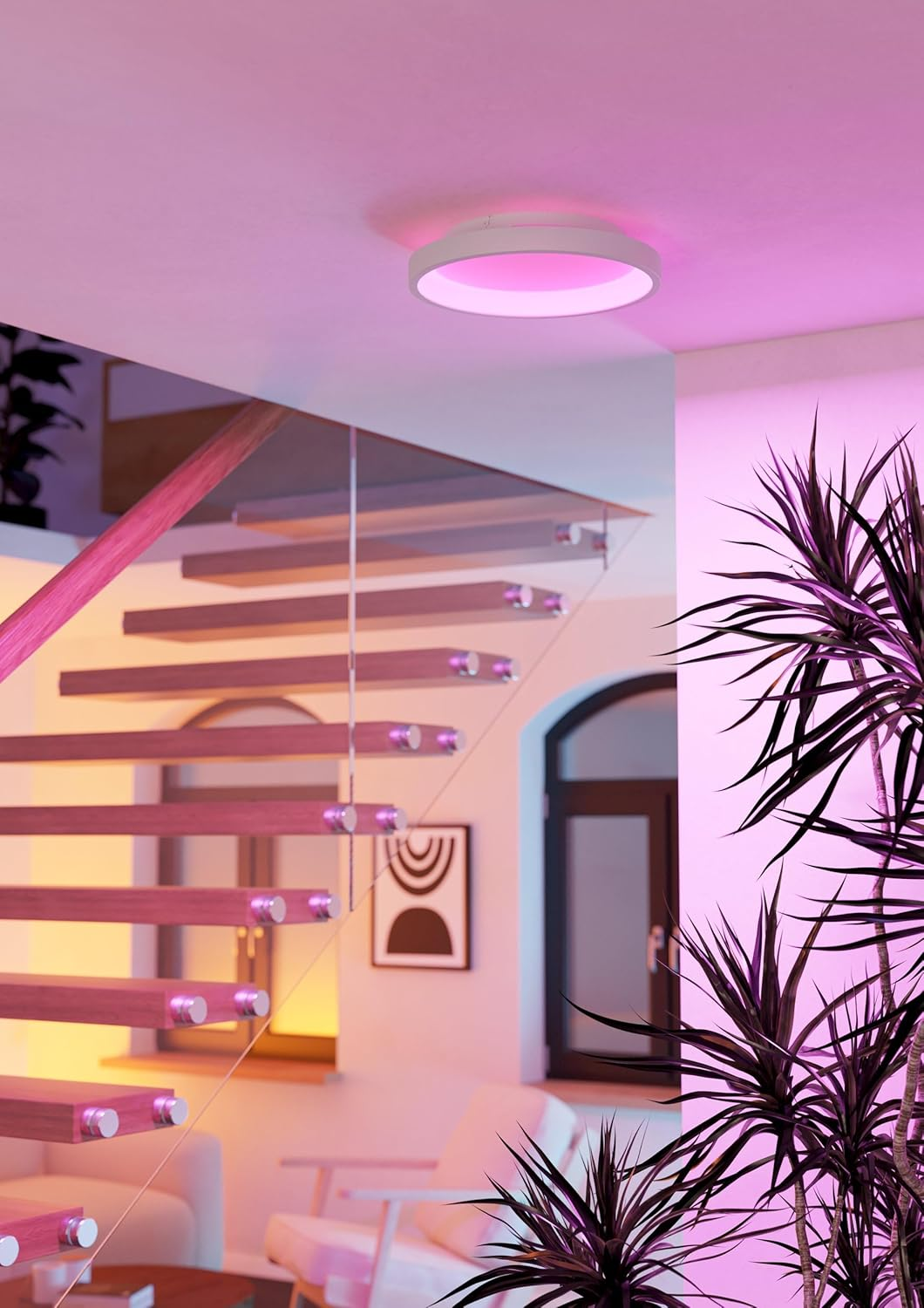 Eglo Connect.Z Smart Home LED Ceiling Light Loretello-Z, Dimmable, Zigbee, Matter, App and Voice Control Alexa, Warm to Cool White, RGB, White, &Oslash; 35 Cm image number 1