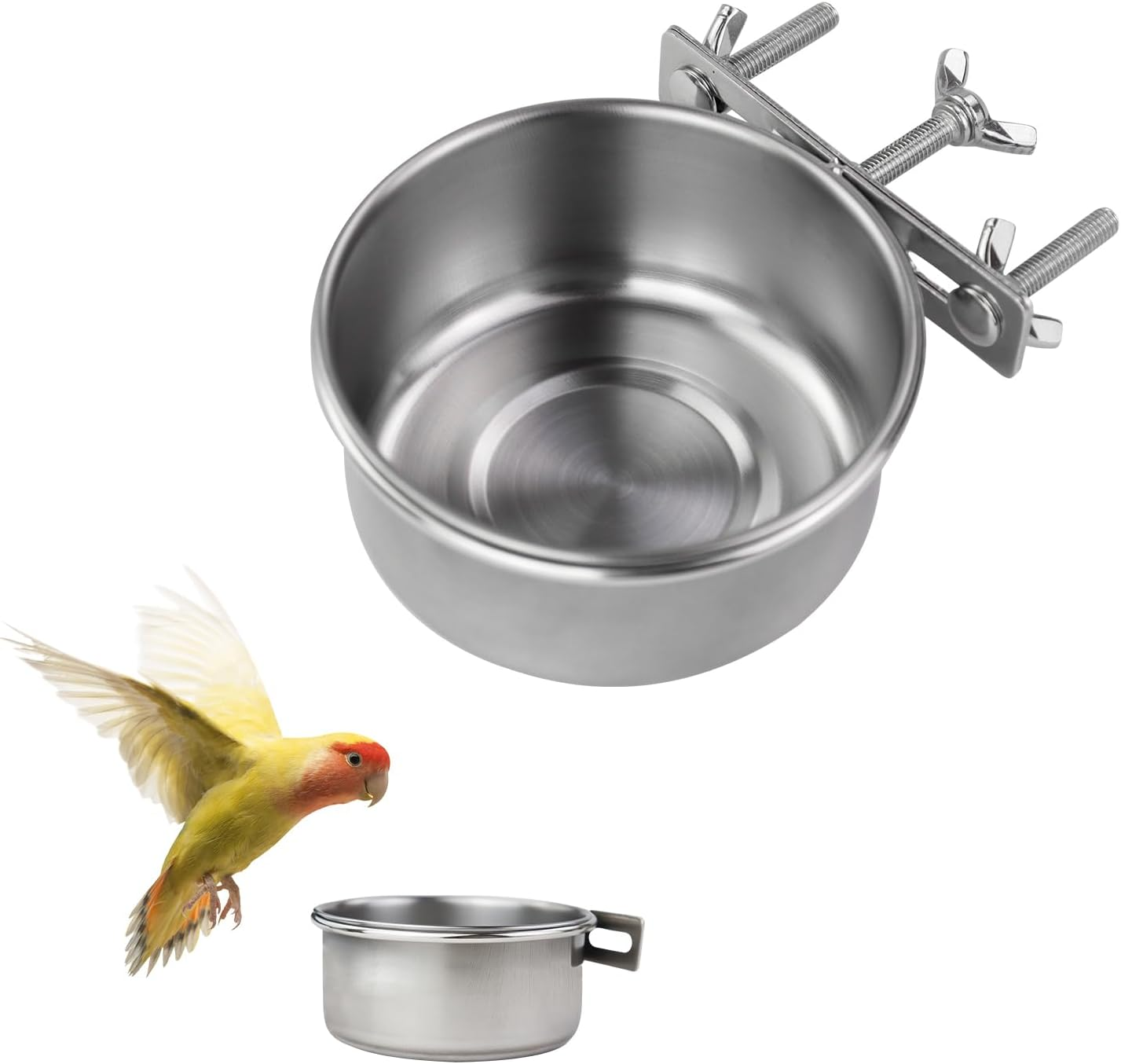 Luckyopt 11 Oz Bird Cage Feeding Bowl, Removable Hanging Metal Bird Bowls for Cage Prevent Tipping and Movement, Sturdy Small Animal Bowls for Hamsters, Parrots, Squirrels, Rabbits (10 X 4.5 Cm) image number 2