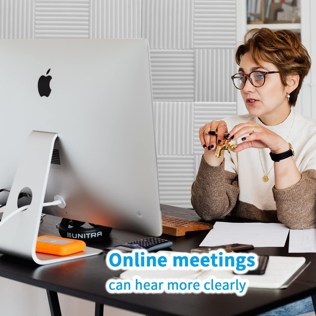 12 Pcs Sound Proofing Panels Acoustic Foam Panels - 12" X 12" X 1" Soundproofing Studio Foam Panels for Studio KTV Soundproof Treatment Paint Pads Fireproof Paper Wall Sticker White image number 4