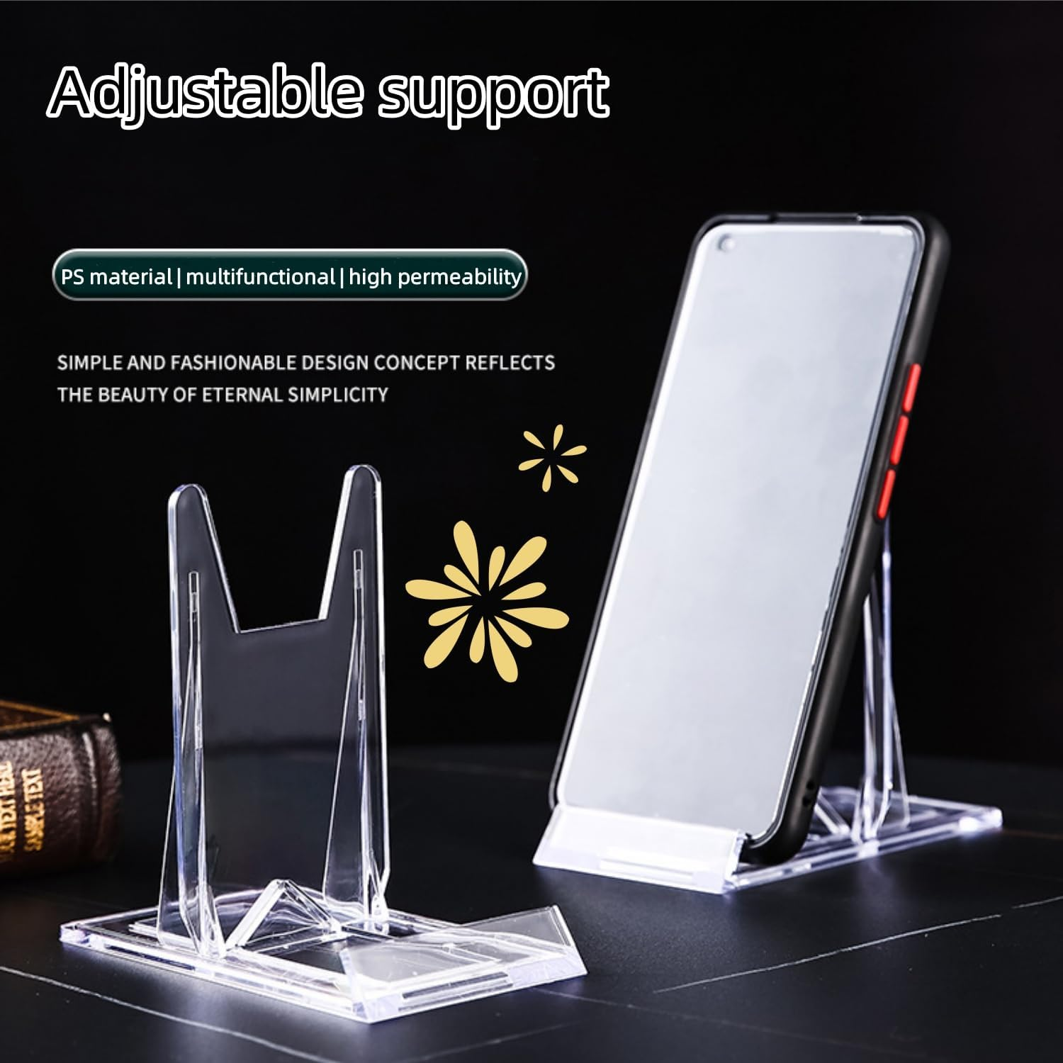 12 Pack Clear Plastic Plate Stands, Angle Adjustable Plastic Display Stand Easel, Clear Display Easel, for Display Pictures, Photo and Artworks image number 1