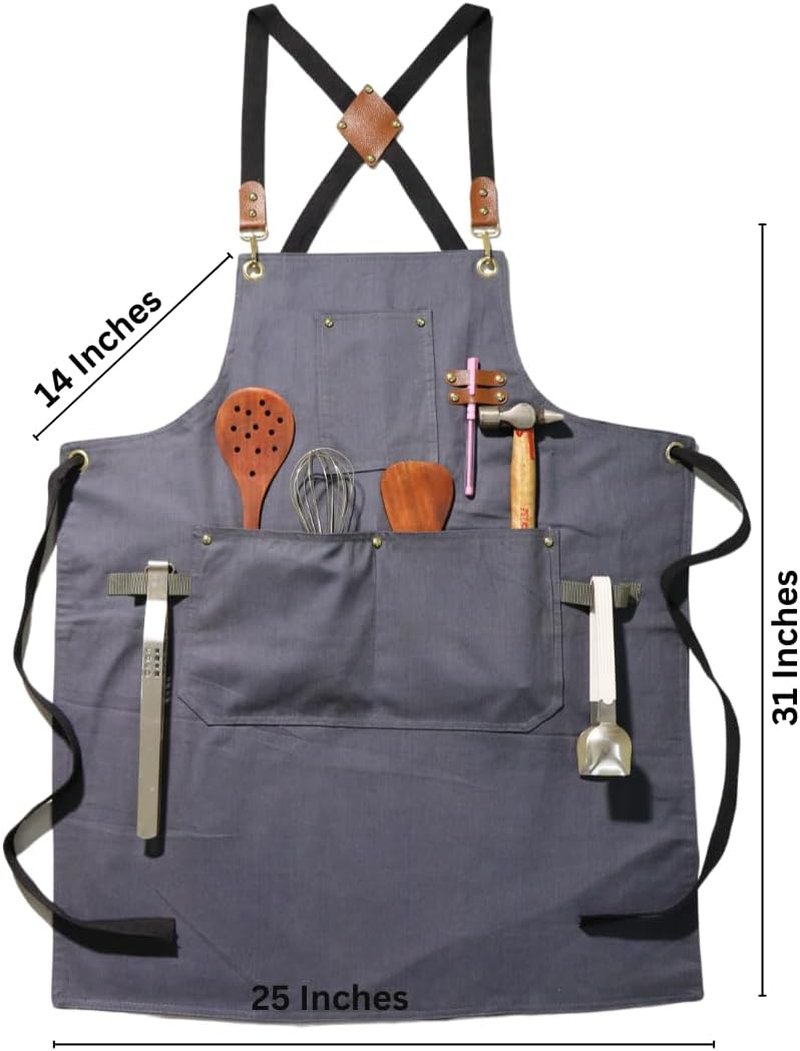Heavy Duty Cotton Apron for Men & Women| Suitable for Home Kitchen | Triple Layer Waterproof Apron | Adjustable Strap for Chefs, Painters and Many More image number 4