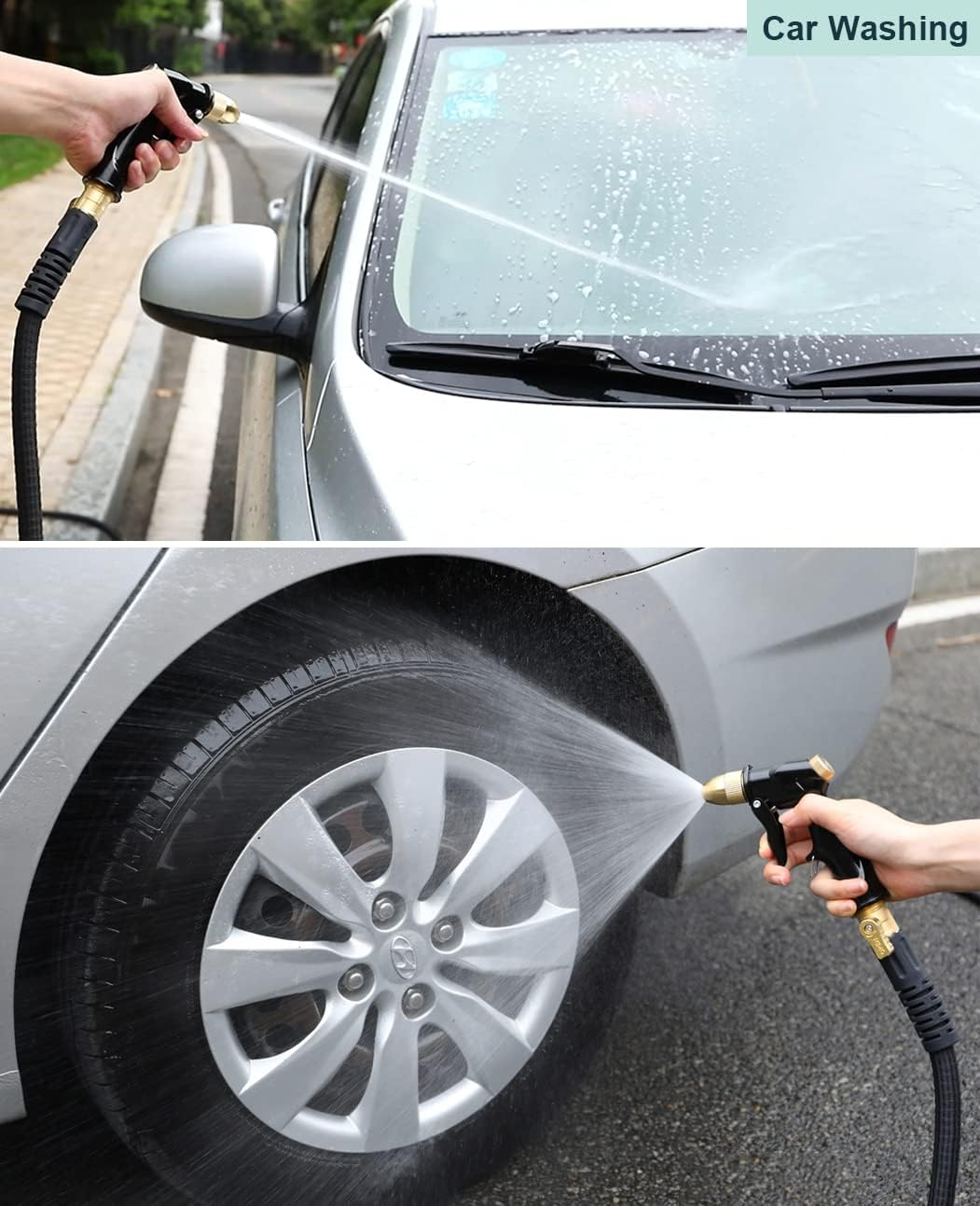 ESOW Brass Garden Hose Nozzle, Heavy Duty Metal Spray Gun with Full Brass Nozzle, Adjustable Water Flow, 3/4" Standard Hose Fitting, Perfect for Watering, Cleaning & Car Washing image number 2