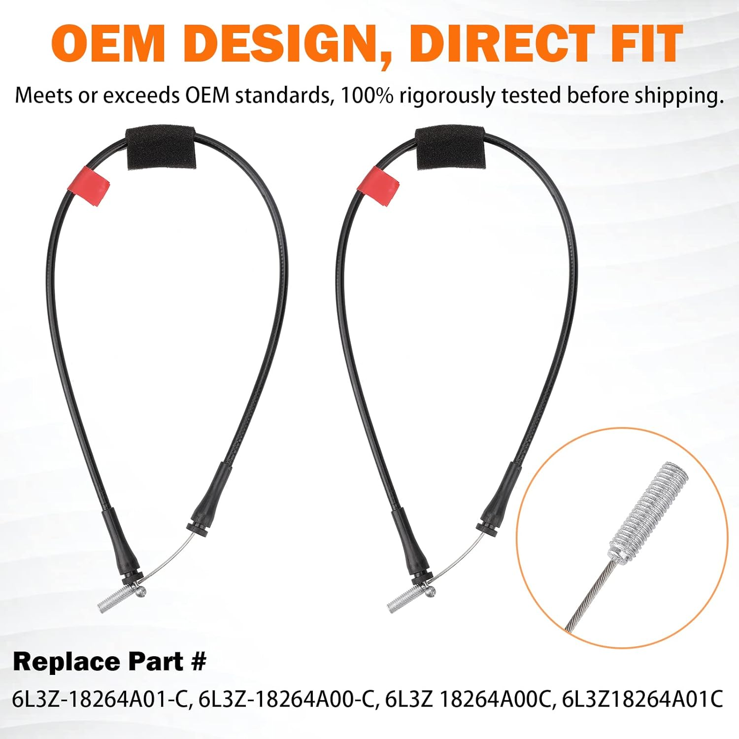 Rear Door Lower Latch Cables for 1997-2003 Ford F150, 2004 F150 Heritage, 1997-1999 F250 Extended Cab Rear Left & Right Side Back Door Latch Lock Release Cable Repair Kit 6L3Z18264A01C 6L3Z18264A00C image number 3