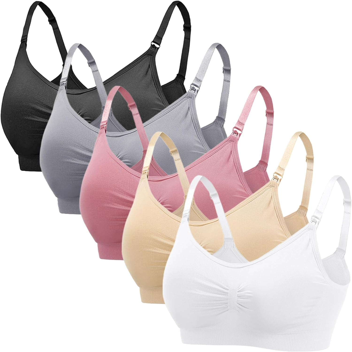 Dress Cici Nursing Bra Wirefree - Breastfeeding Clasp Mom Support, 5 PCS