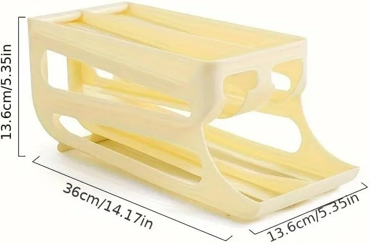 AIMALL Three-Layer Slide-Type Egg Storage Box, Automatic Rolling Design, Space-Saving Refrigerator Organiser with Anti-Fall Rounded Edges &ndash; 14.17X5.35X5.35 Inch