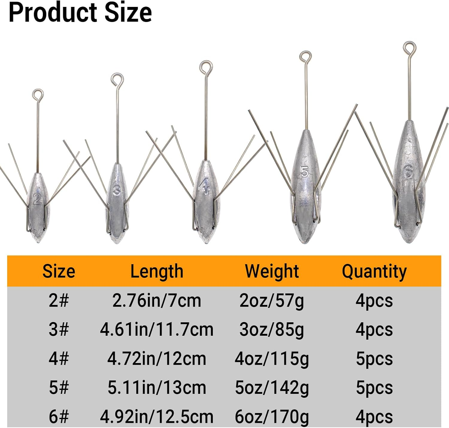 Sputnik Sinker Fishing Weights Lead Fishing Equipment Long Tail Surfing Casting Spider Sinkers for Catfish Saltwater Beach Sand Ocean image number 4