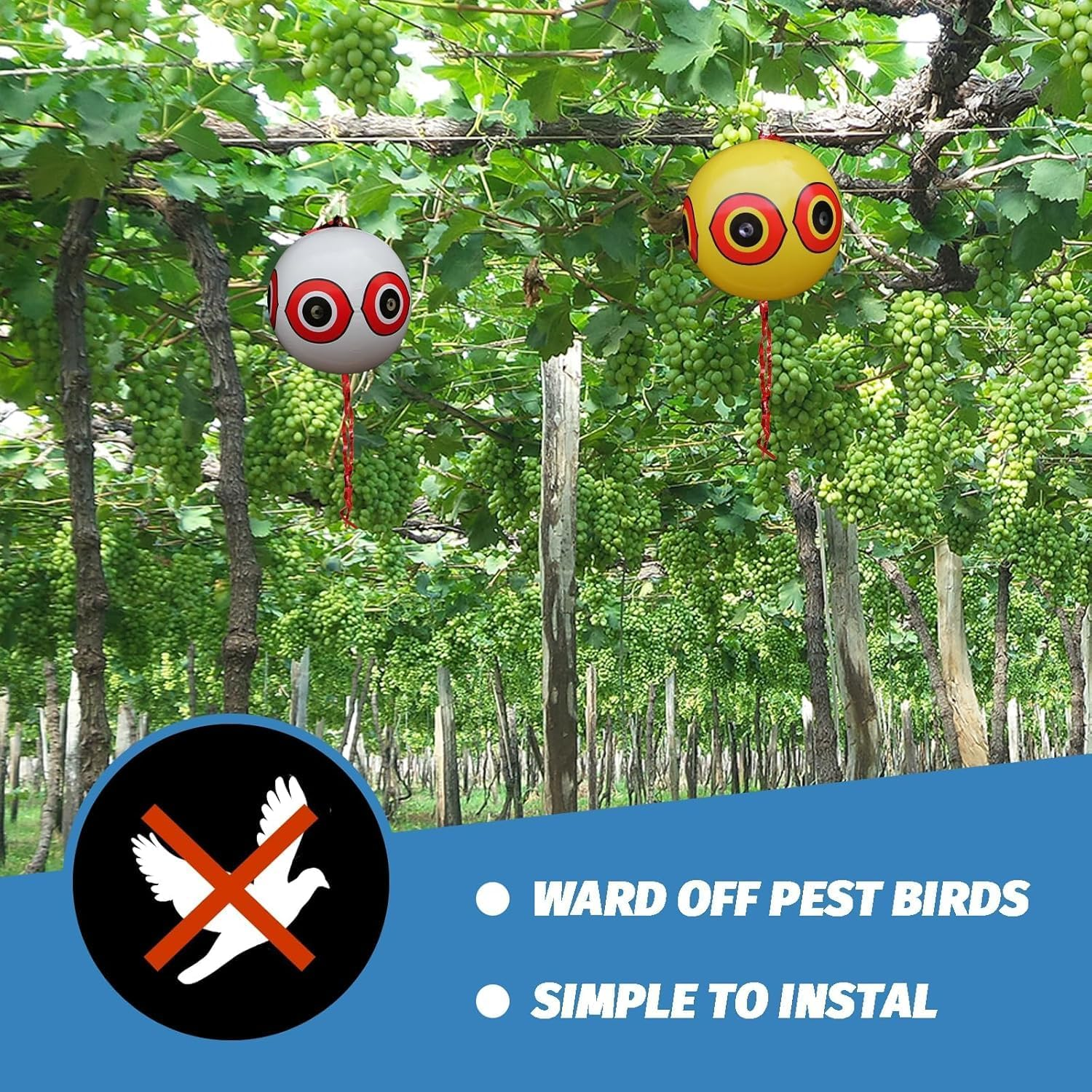3PCS Balloon Bird Repellent, Terror Eye to Scare Birds in Garden Outdoors, Keep Ducks Away from Swimming Pool (40Cm after Inflation)