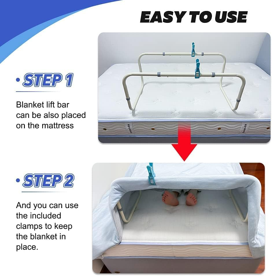 NEPPT Blanket Lifter for Feet Lift Bar Sheet Riser Foot Tent Blanket Support Holder 26-34'' Adjustable Bed Cradle Assistance Device Hospital Bed Rail Accessories Leg Knee Ankle Post Surgery Recovery