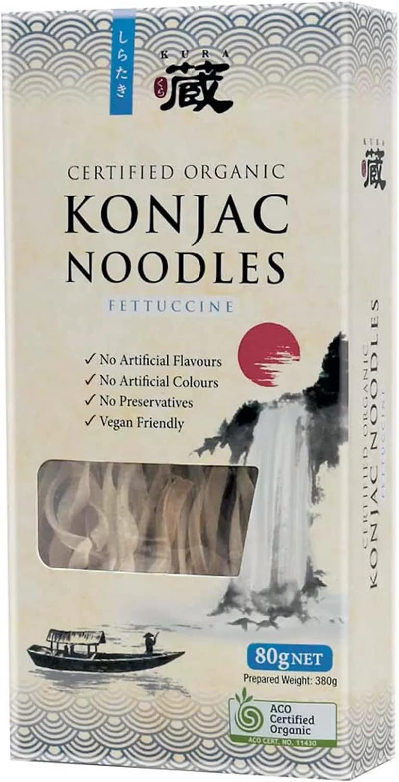 Kura Organic Dried Konjac Noodles Fettuccine, 80 G