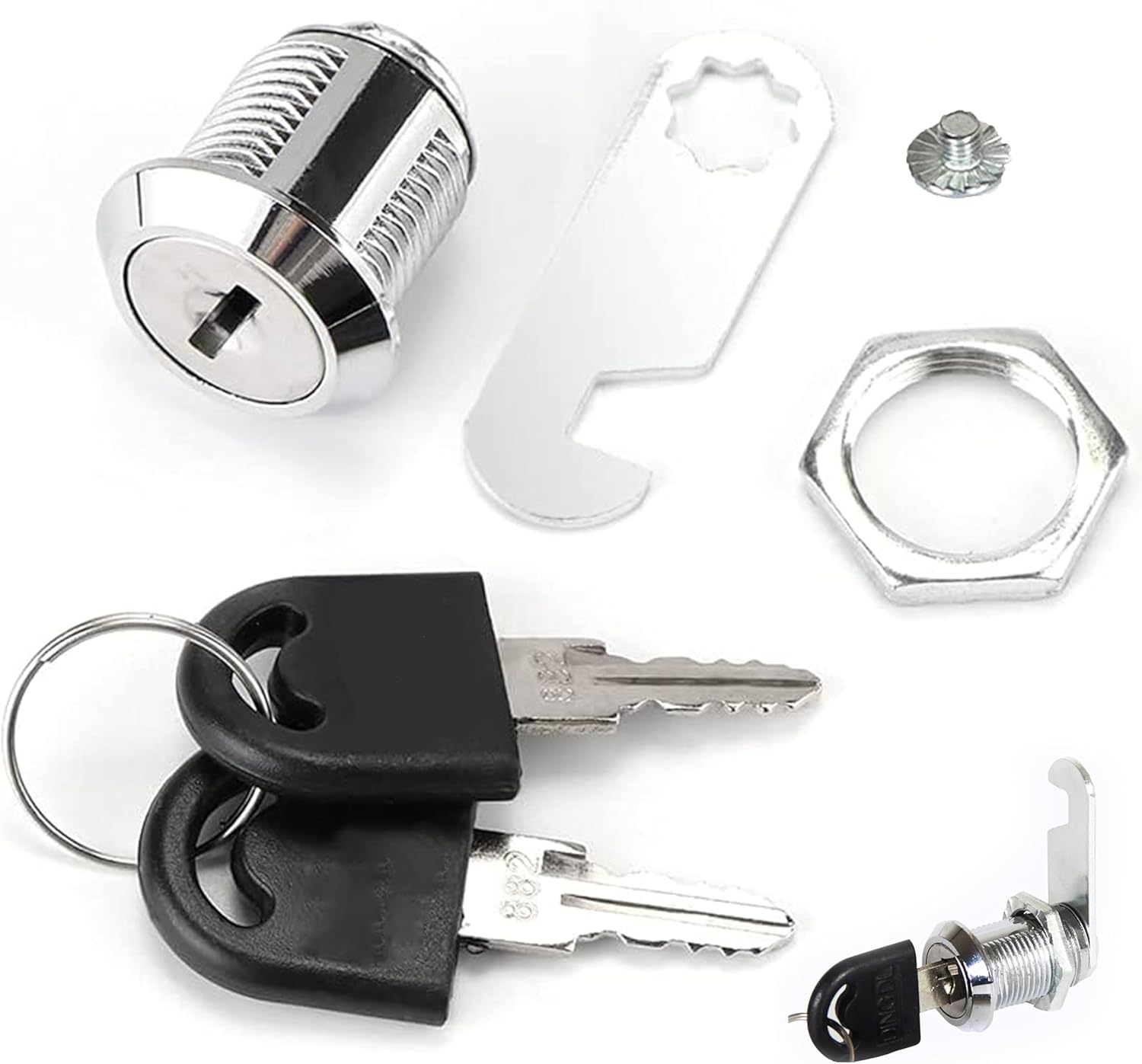 Universal 25Mm Cabinet Lock - Zinc Alloy round Cam Lock Core with Key, Heavy Duty Drawer Lock for Milk Boxes, Office Desks, Industrial Storage Units image number 4