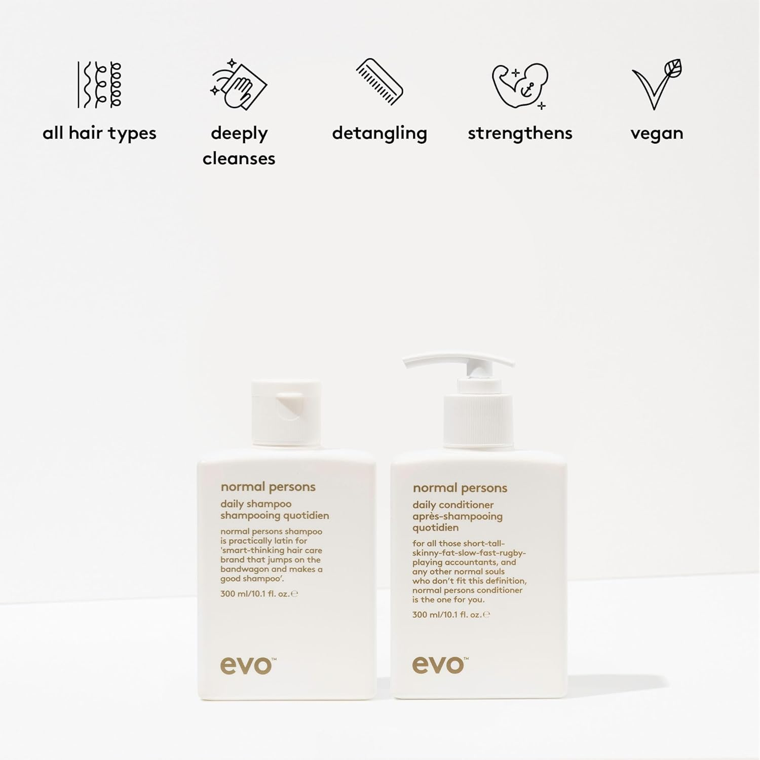 Evo Normal Persons Daily Care Shampoo & Conditioner - Refreshes & Balances Scalp, Reduces Frizz, Reinvigorates Scalp and Hair - 300Ml / 10.1 Fl Oz image number 1